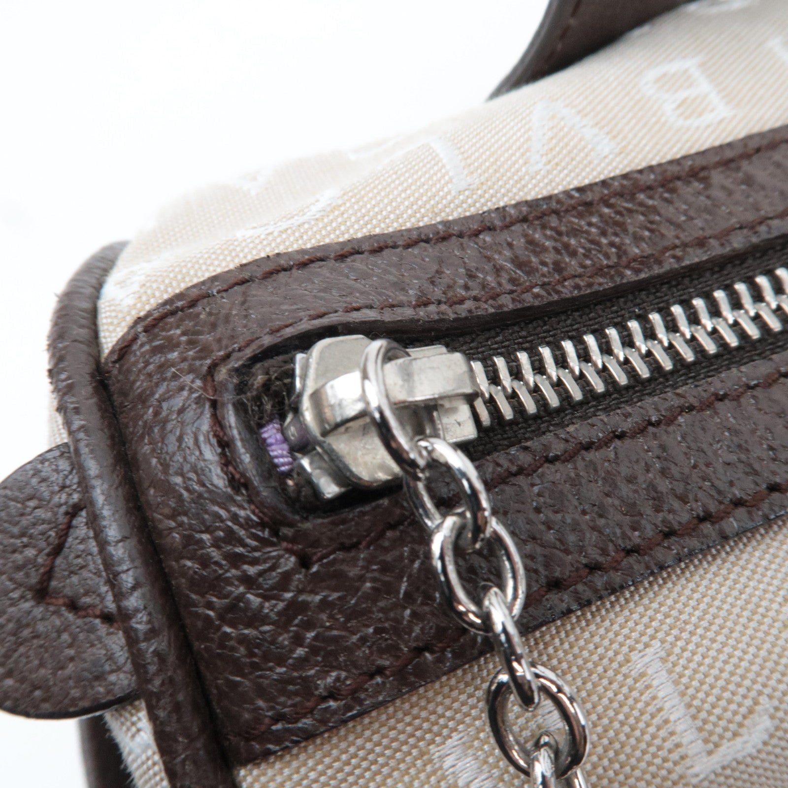 BVLGARI Logomania Canvas Leather Handbag Beige Brown