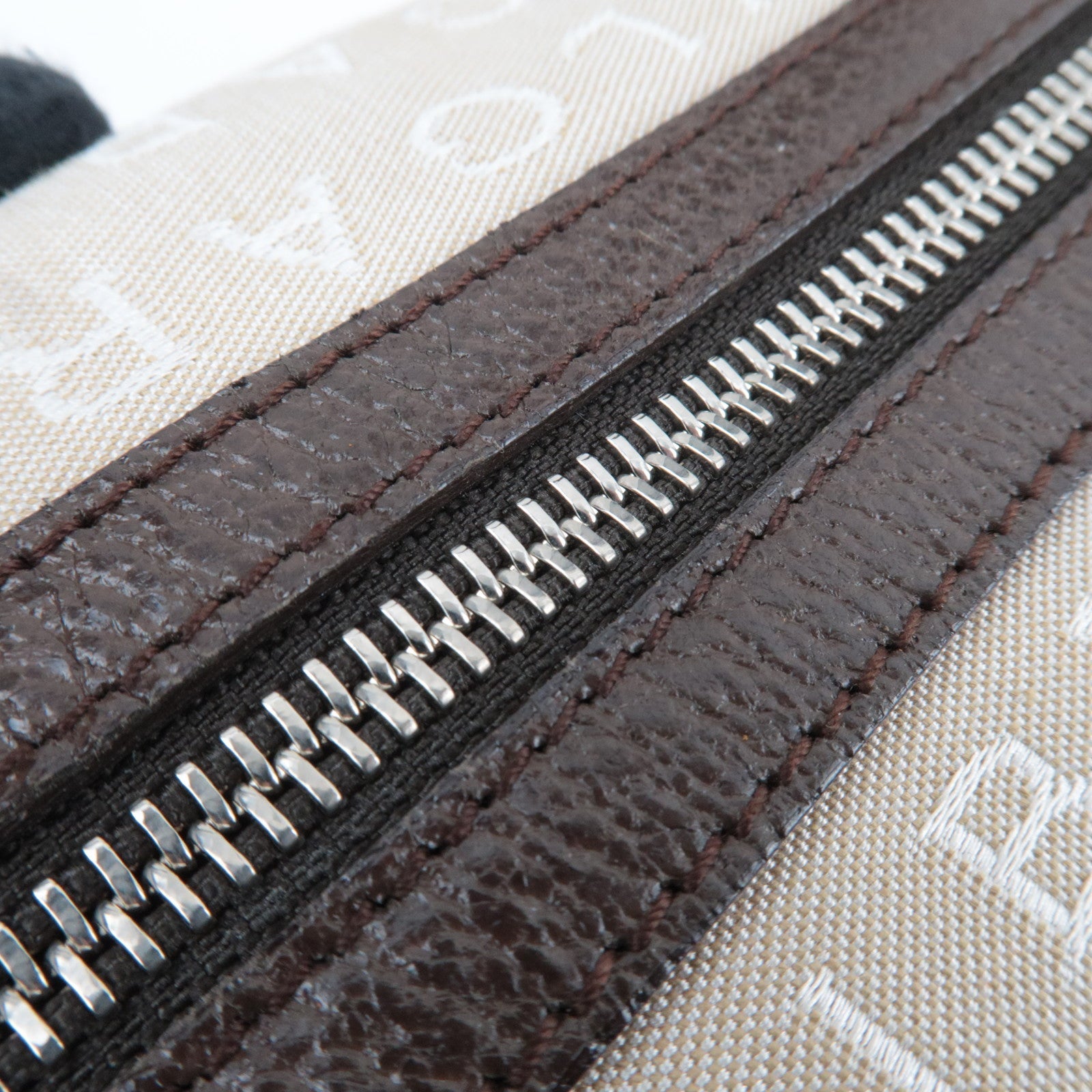 BVLGARI Logomania Canvas Leather Handbag Beige Brown