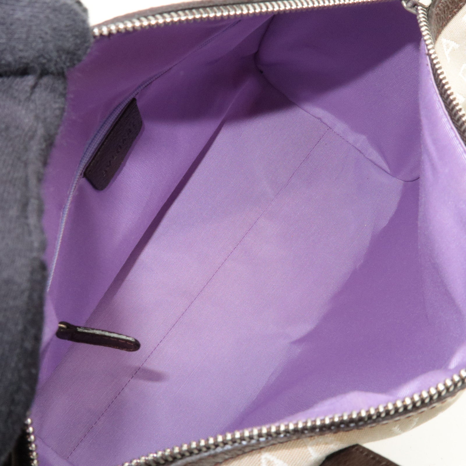 BVLGARI Logomania Canvas Leather Handbag Beige Brown