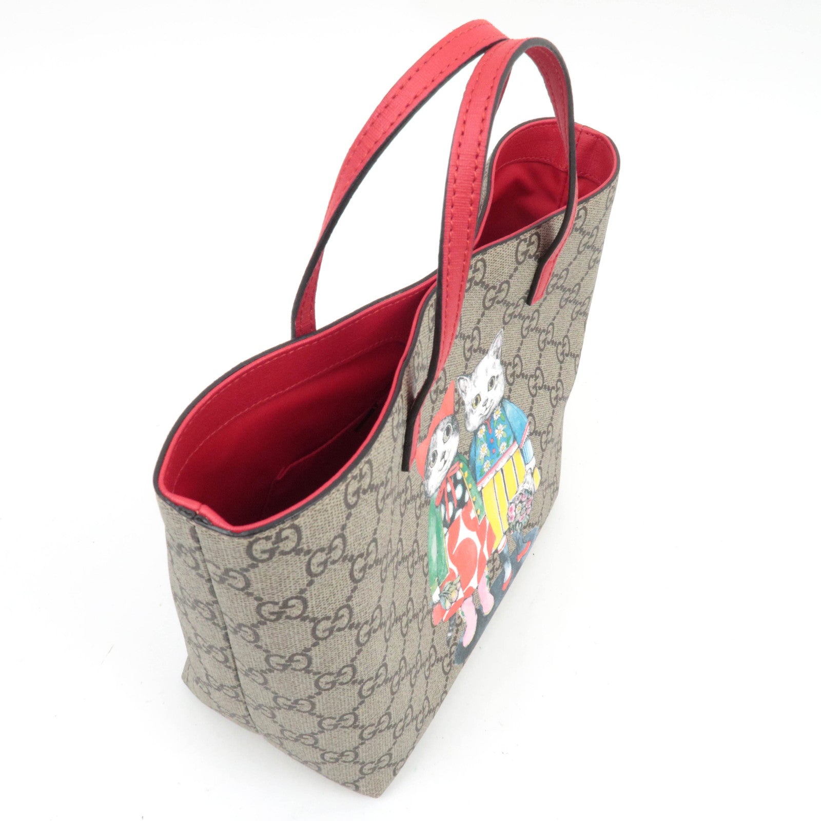 GUCCI Children's Yuko Higuchi Cat GG Supreme Leather Tote Bag 410812