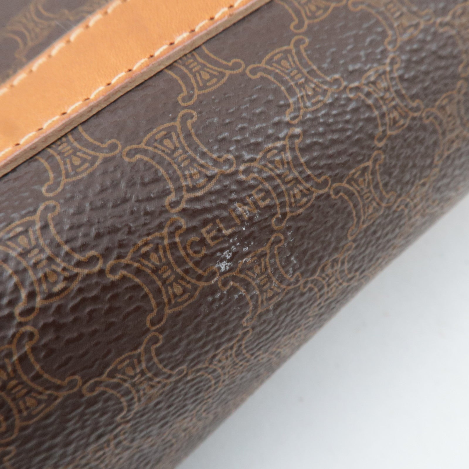 CELINE Macadam PVC Leather Cosmetic Pouch Brown