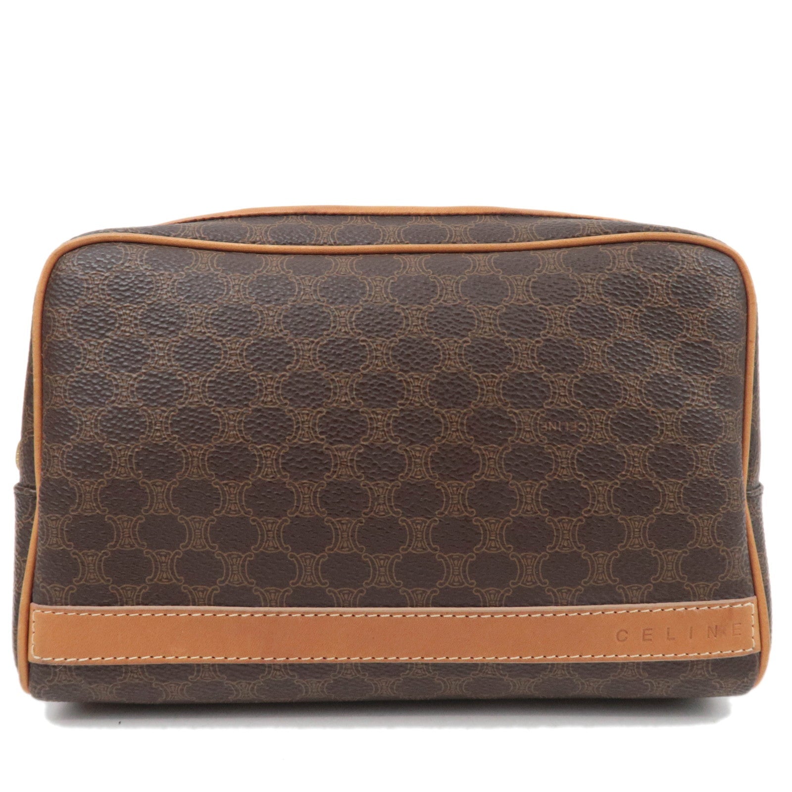 CELINE Macadam PVC Leather Cosmetic Pouch Brown85205