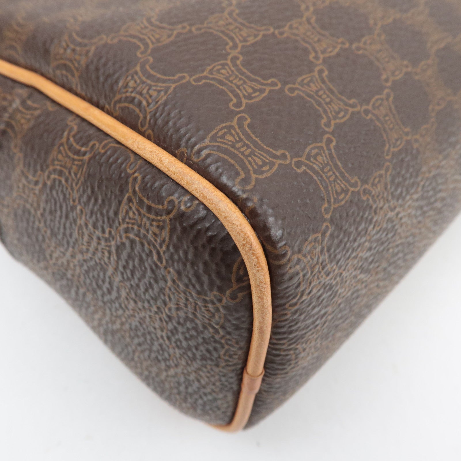 CELINE Macadam PVC Leather Cosmetic Pouch Brown