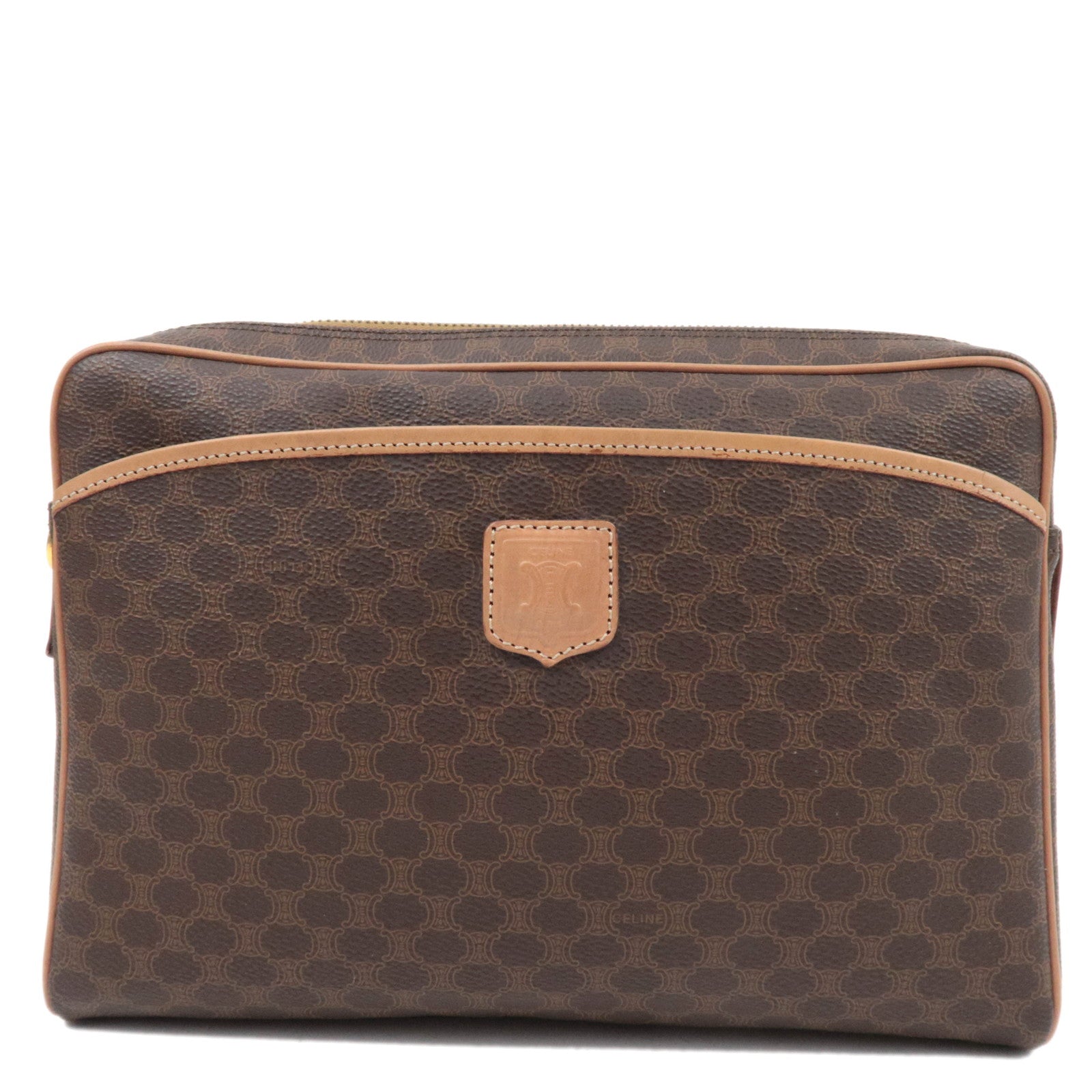 CELINE Macadam PVC Leather Clutch Bag Brown85207