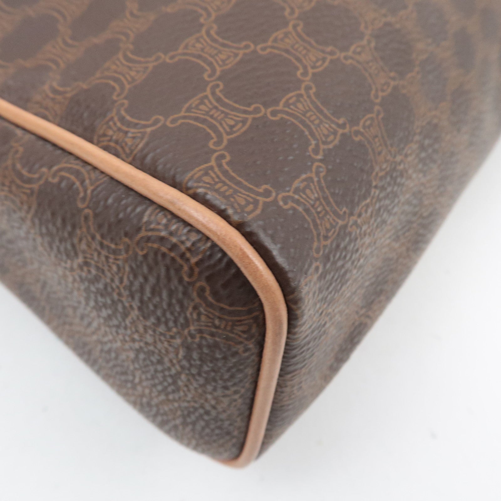 CELINE Macadam PVC Leather Clutch Bag Brown