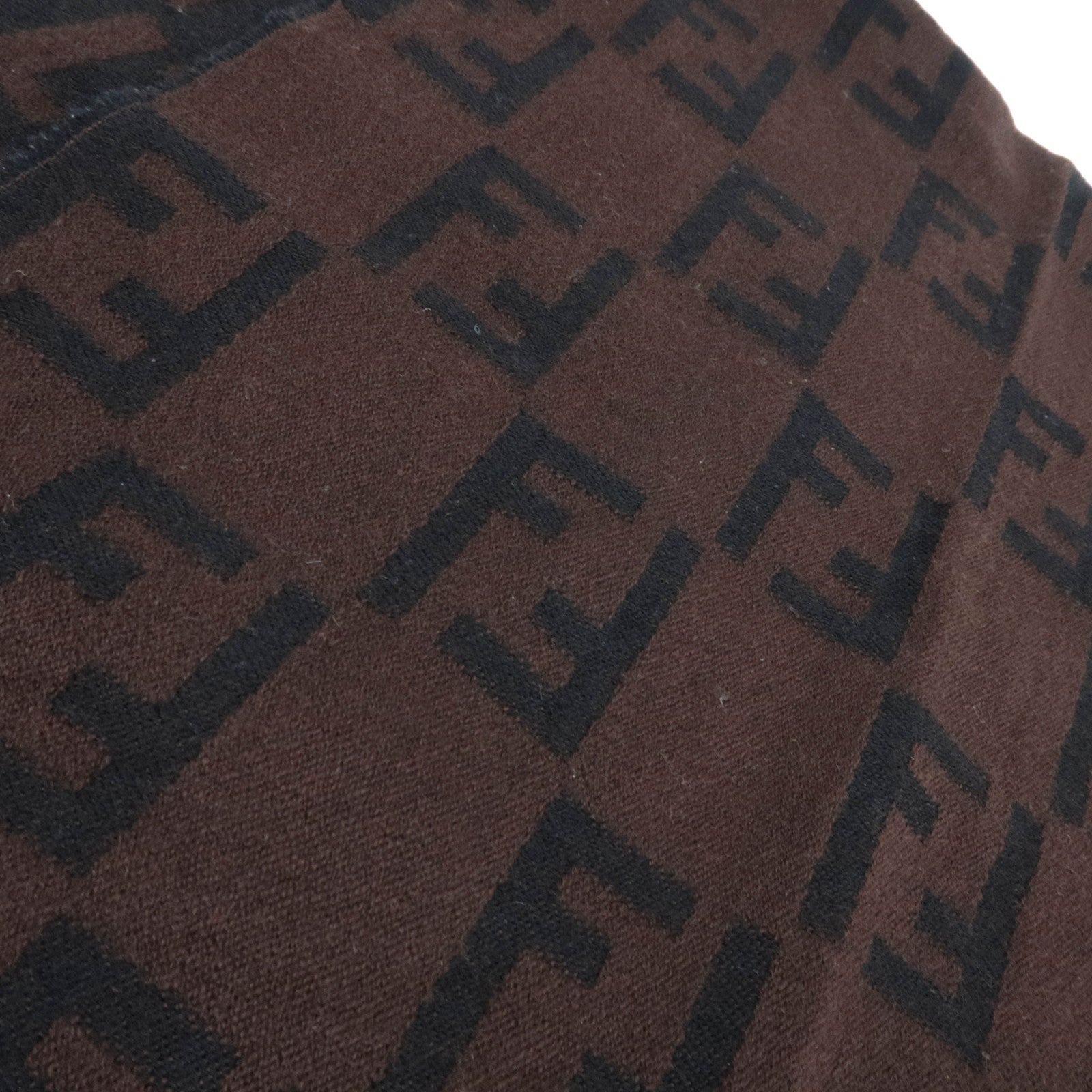 FENDI Zucca 100% Wool Scarf Brown Black