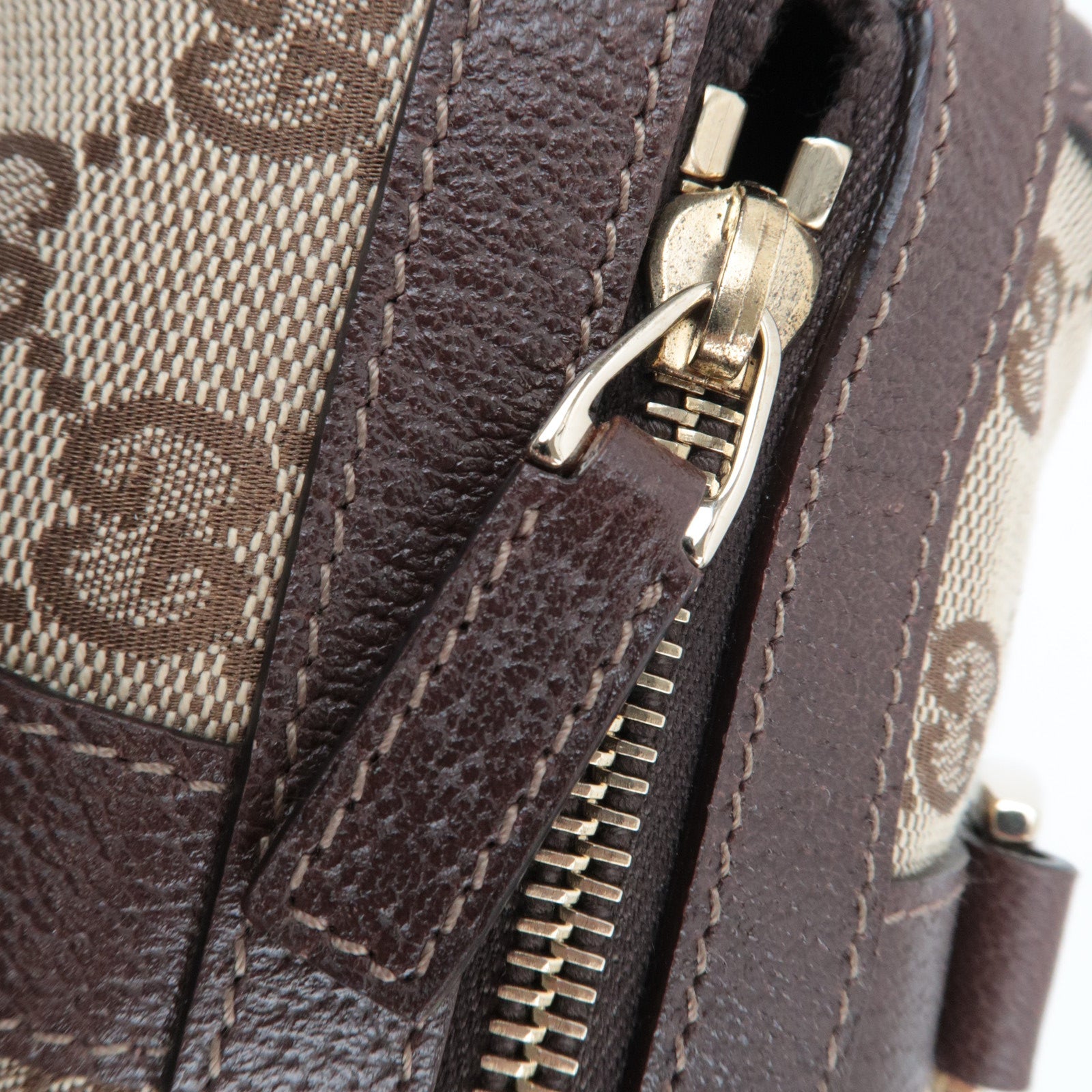 GUCCI Abby GG Canvas Leather Shoulder Bag Beige 130942