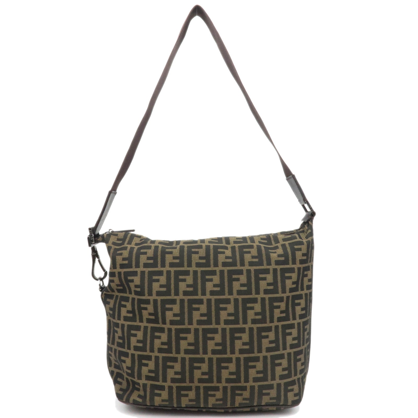 FENDI Zucca Canvas Leather Shoulder Bag Khaki 7VA00385223