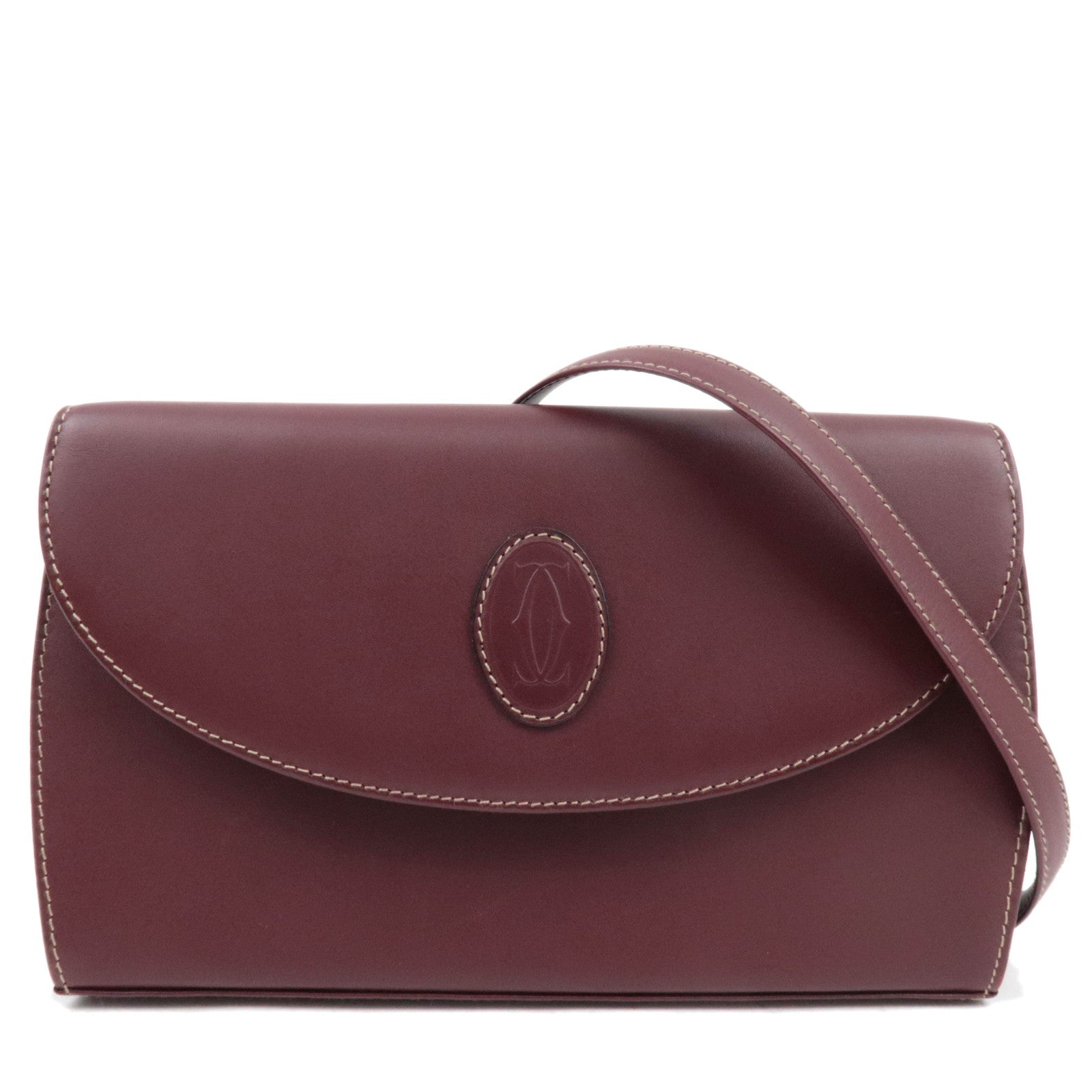 Cartier Must Line 2Way Leather Shoulder Bag Bordeaux85246