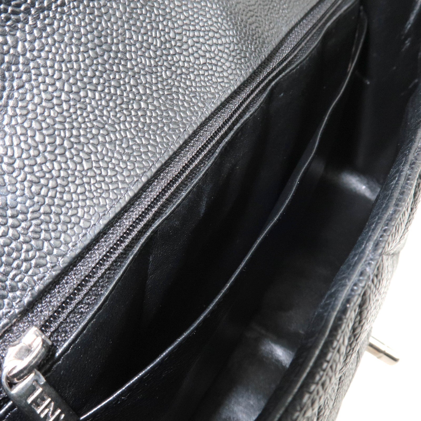 CHANEL Jumbo Matelasse 30 Caviarskin Black Silver HDW