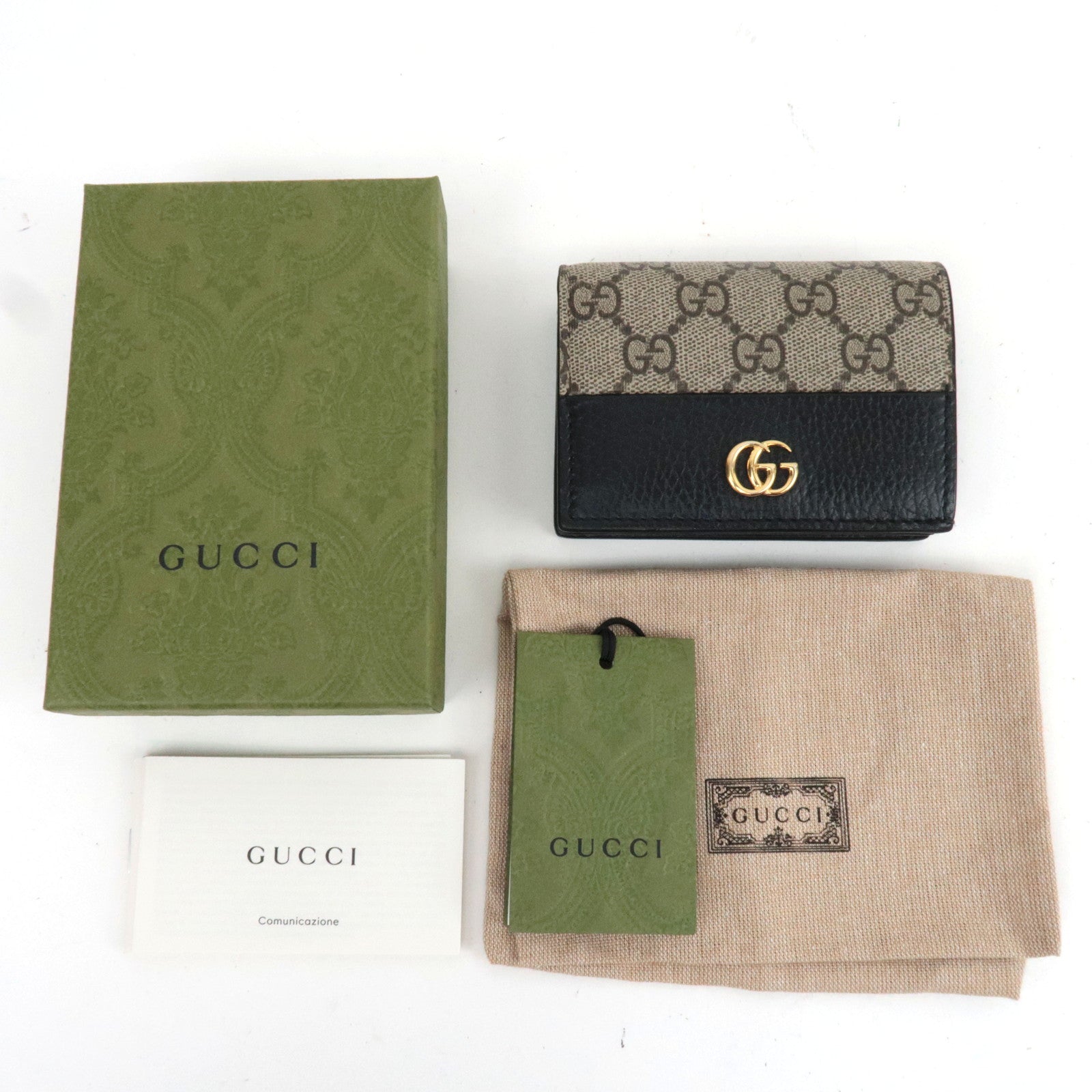 GUCCI GG Marmont Bifold Wallet Beige Black 658610