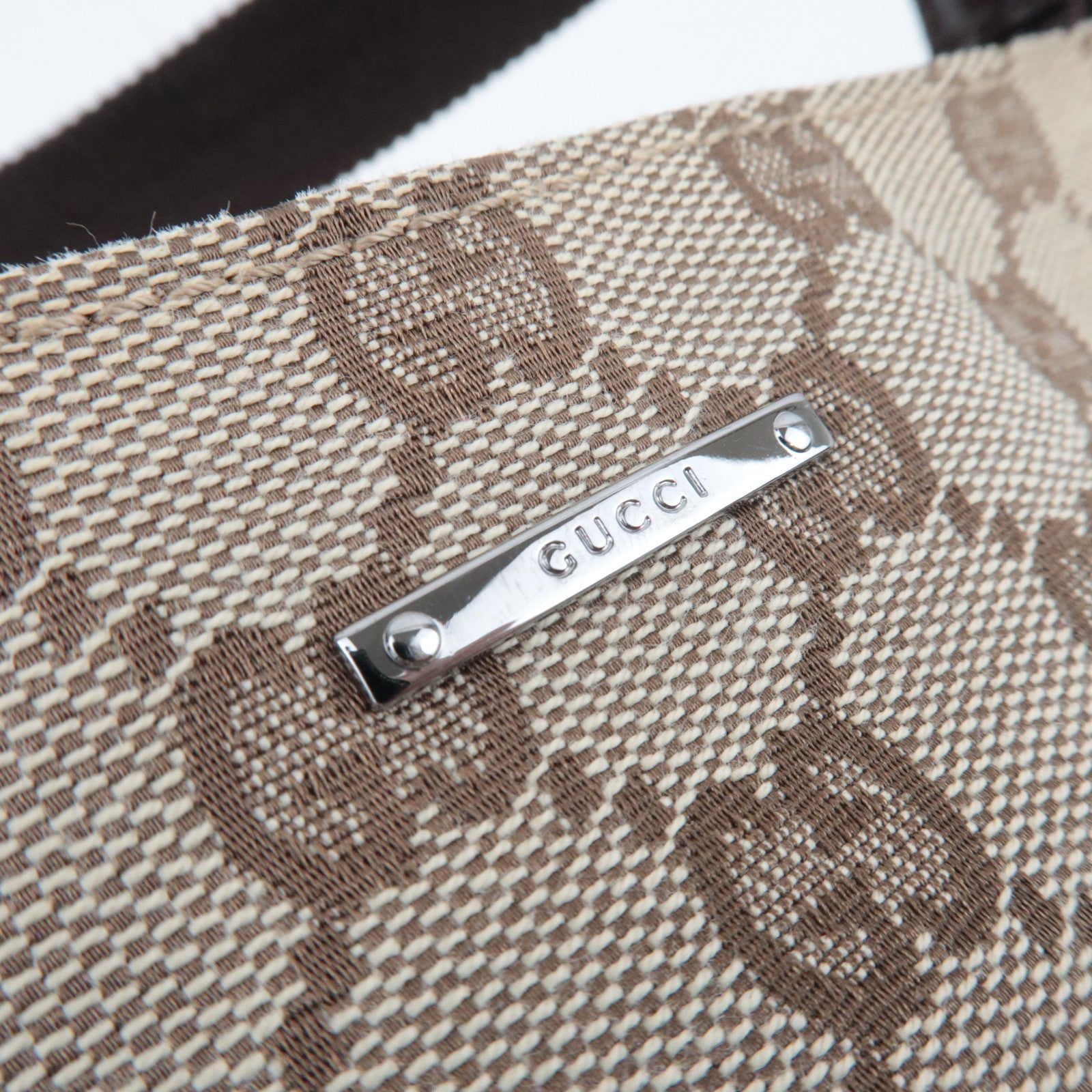 GUCCI Canvas Leather Small Shoulder Bag GG Beige 106644