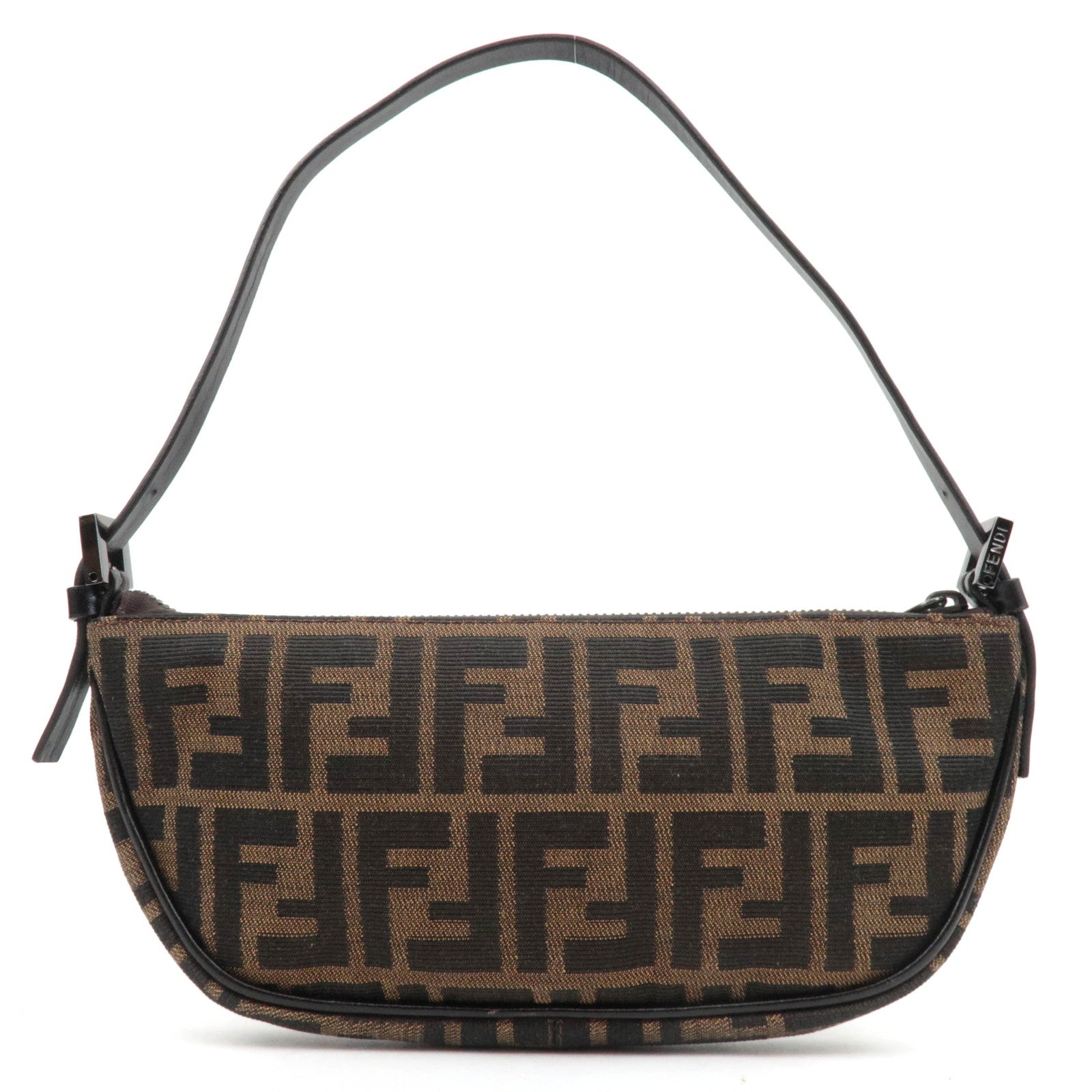 FENDI Zucca Canvas Leather Shoulder Bag 8BR133