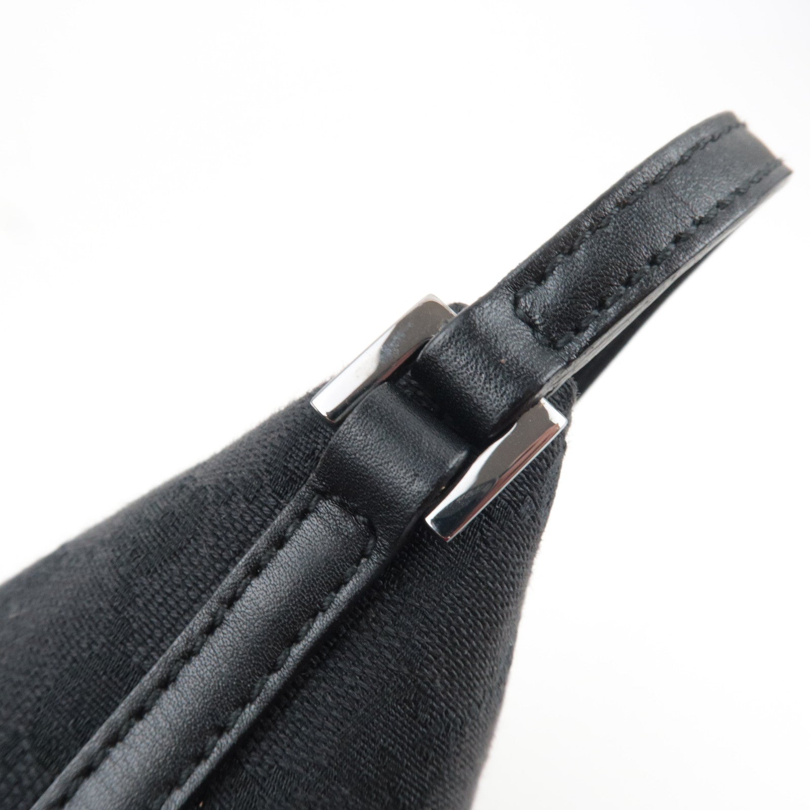 GUCCI Boat Bag GG Canvas Leather Black 07198