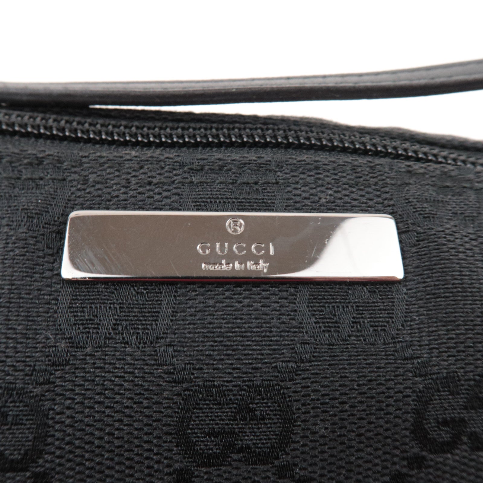 GUCCI Boat Bag GG Canvas Leather Black 07198