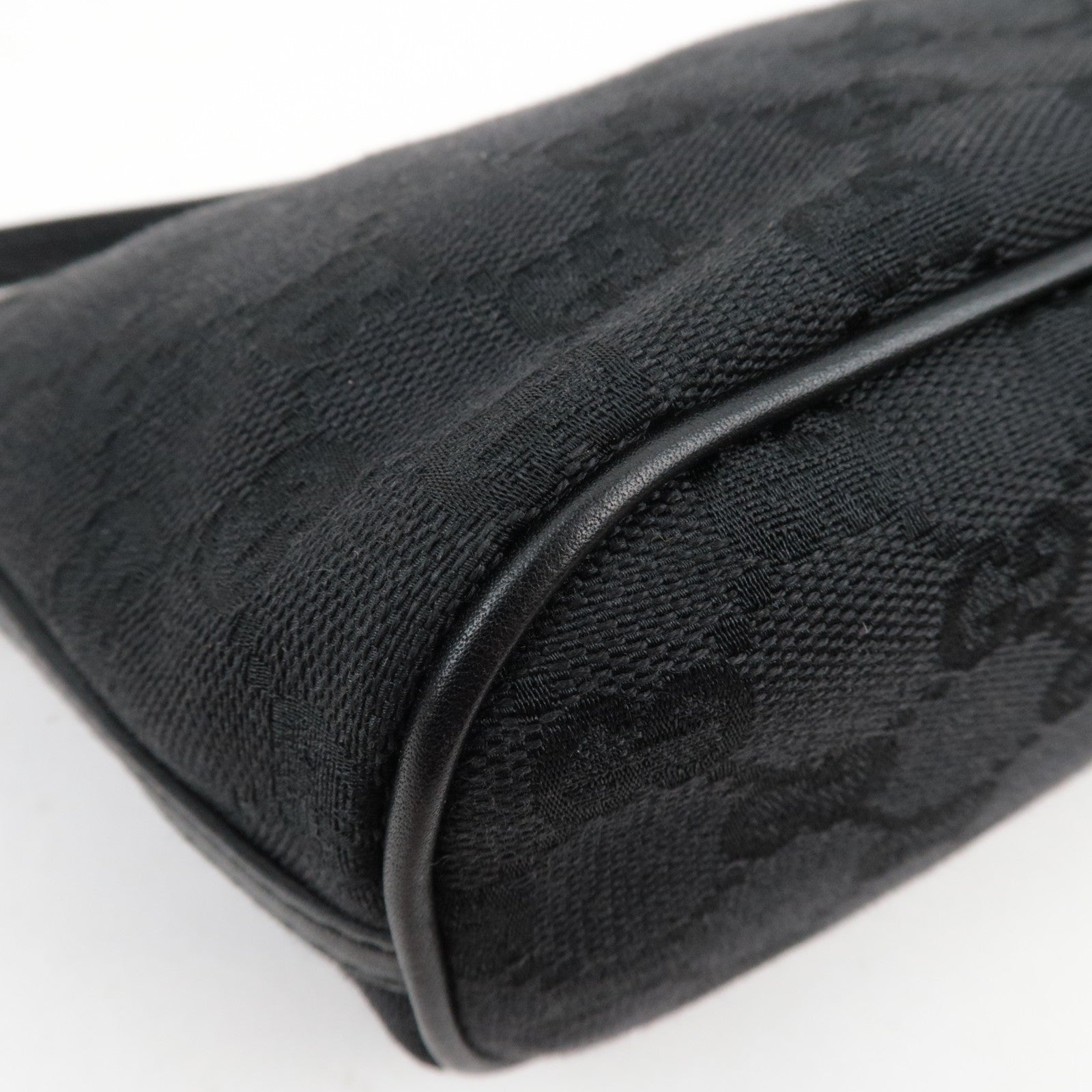 GUCCI Boat Bag GG Canvas Leather Black 07198