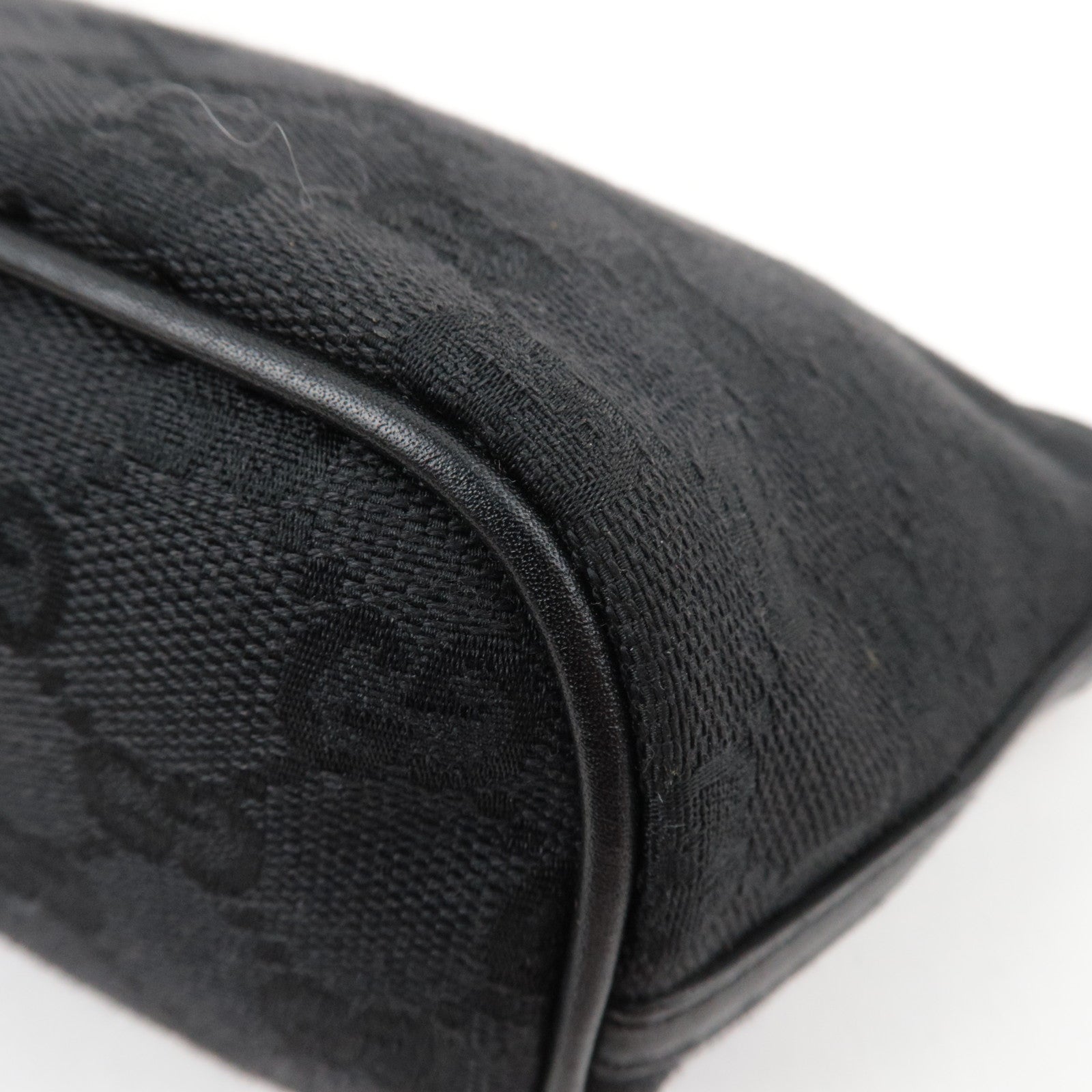 GUCCI Boat Bag GG Canvas Leather Black 07198