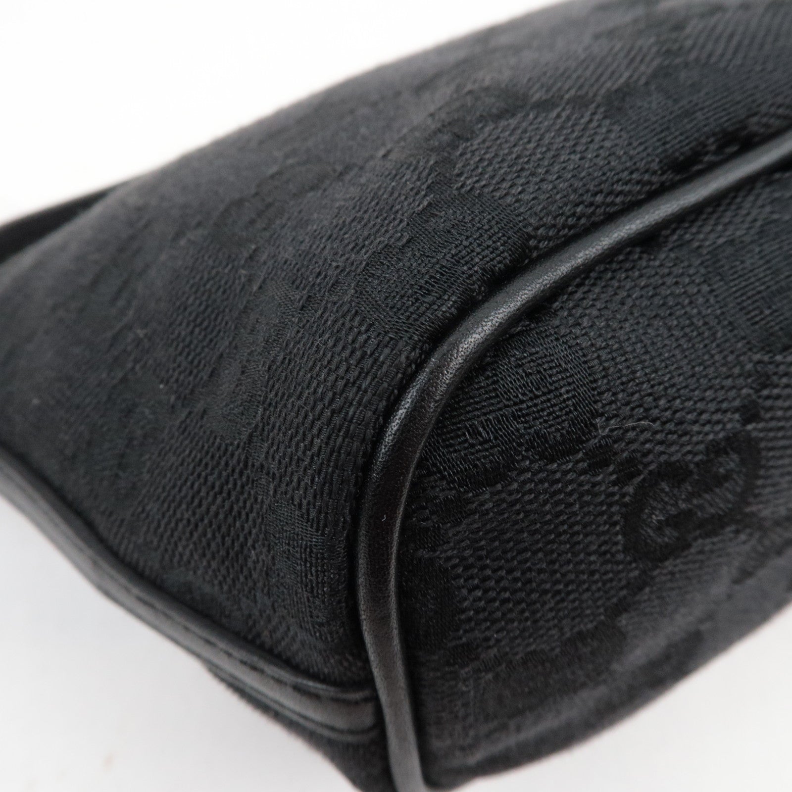 GUCCI Boat Bag GG Canvas Leather Black 07198