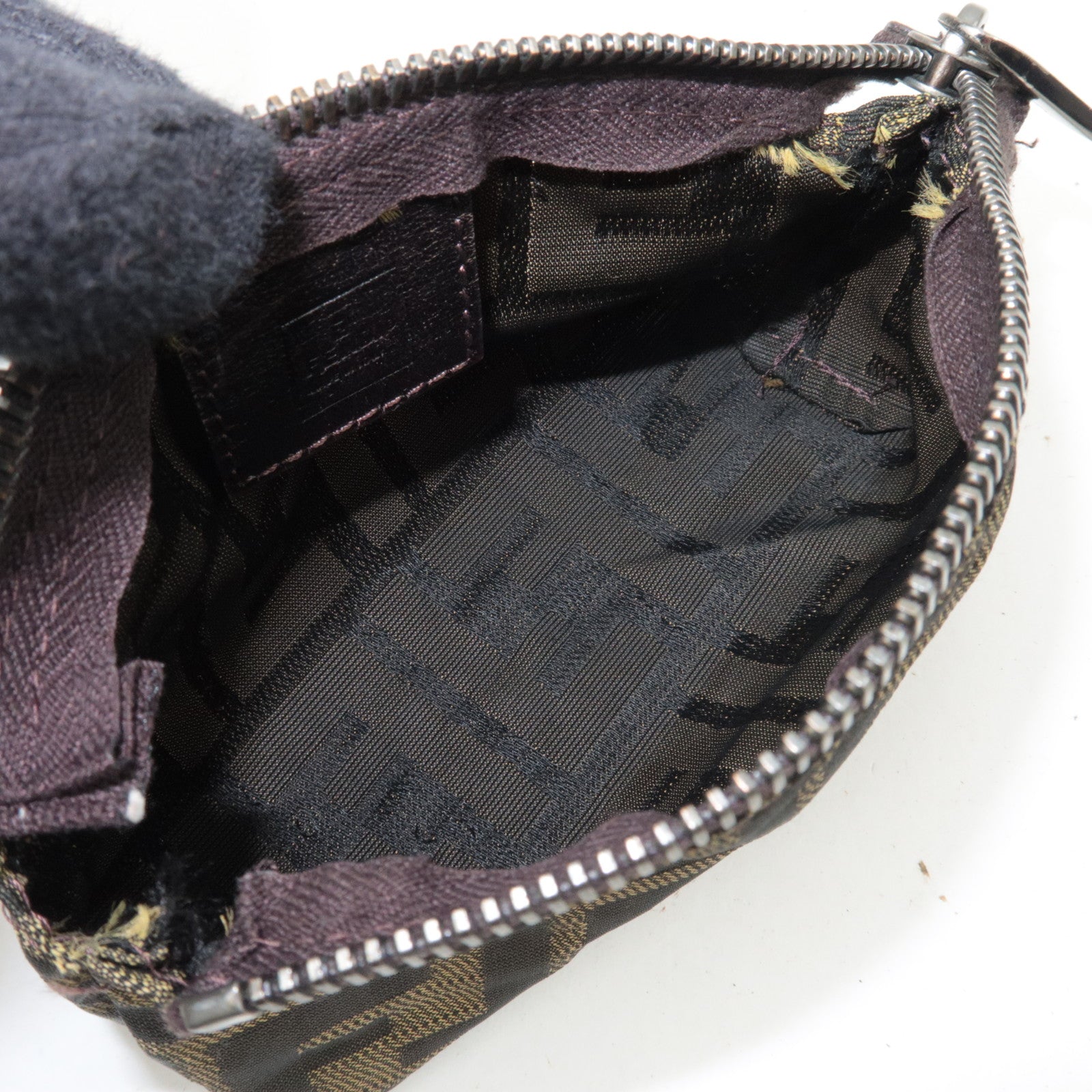 FENDI Zucca Canvas Leather Mini Pouch 7N0004