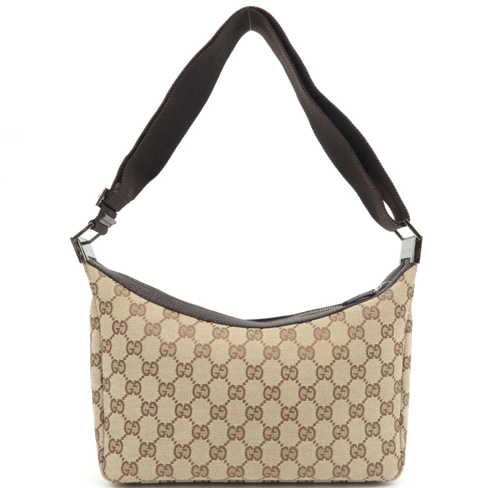 GUCCI Shoulder Bag GG Canvas Leather Beige Brown 35098
