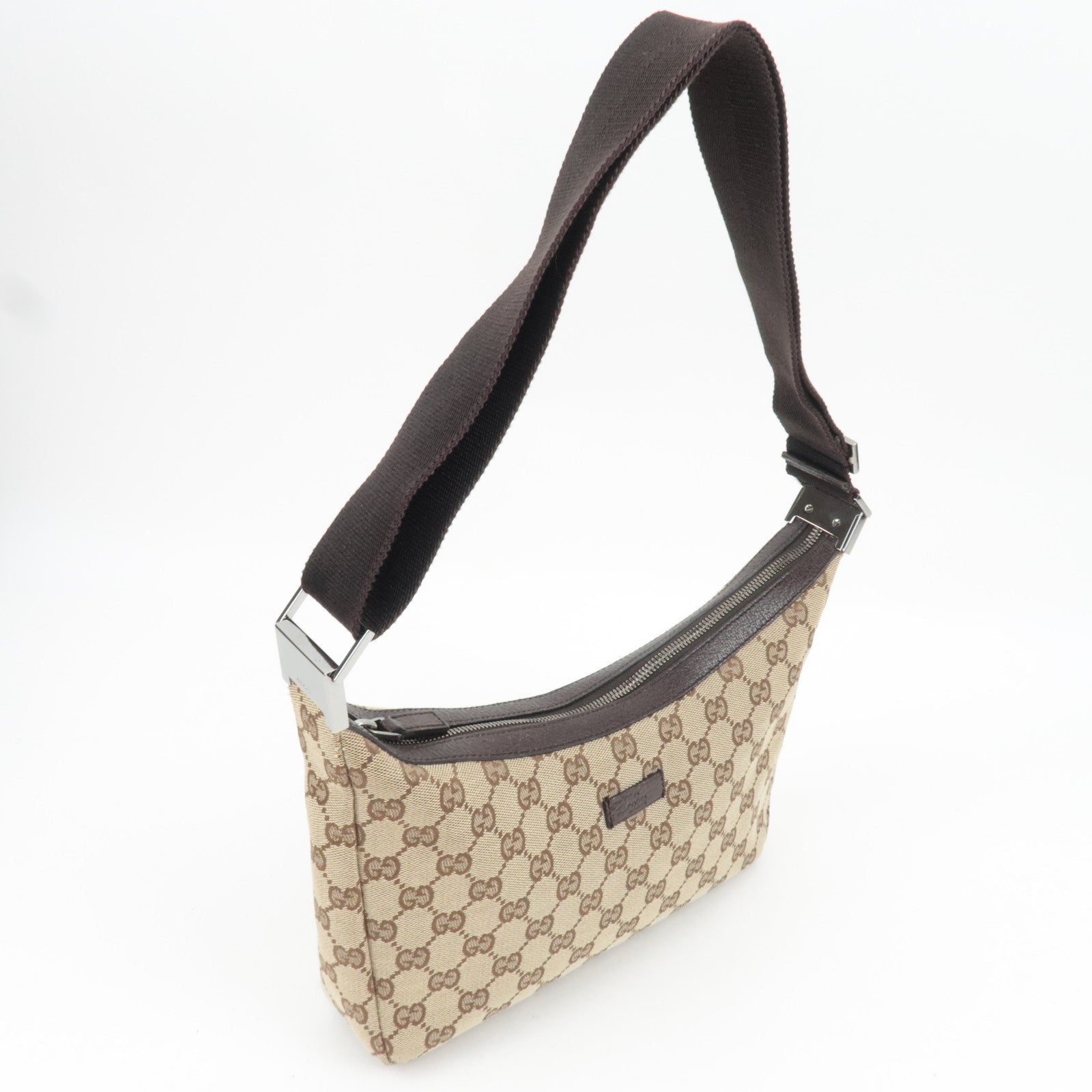 GUCCI Shoulder Bag GG Canvas Leather Beige Brown 35098
