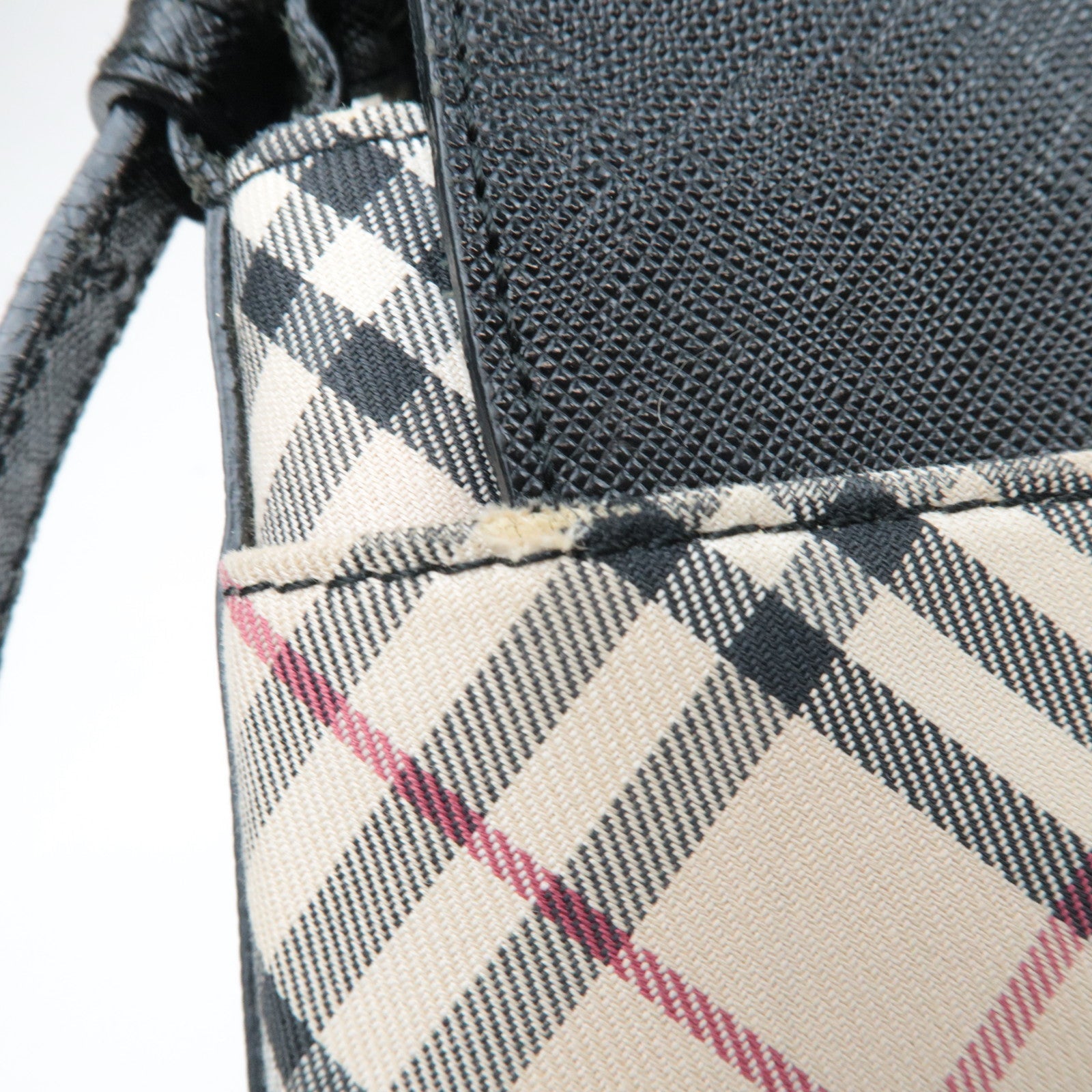 BURBERRY Nova Plaid Canvas Leather Shoulder Bag