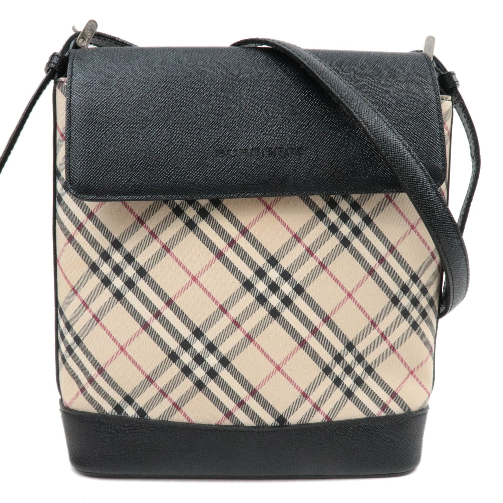 BURBERRY Nova Plaid Canvas Leather Shoulder Bag85440