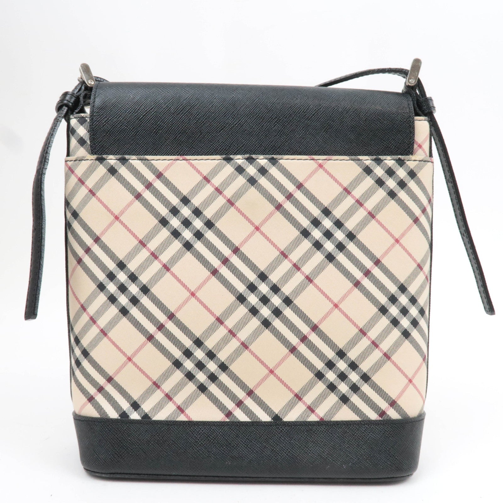 BURBERRY Nova Plaid Canvas Leather Shoulder Bag