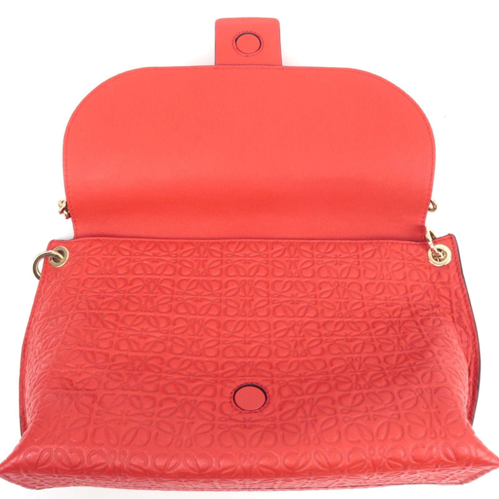 LOEWE Anagram Avenue Leather Chain Shoulder Bag Red