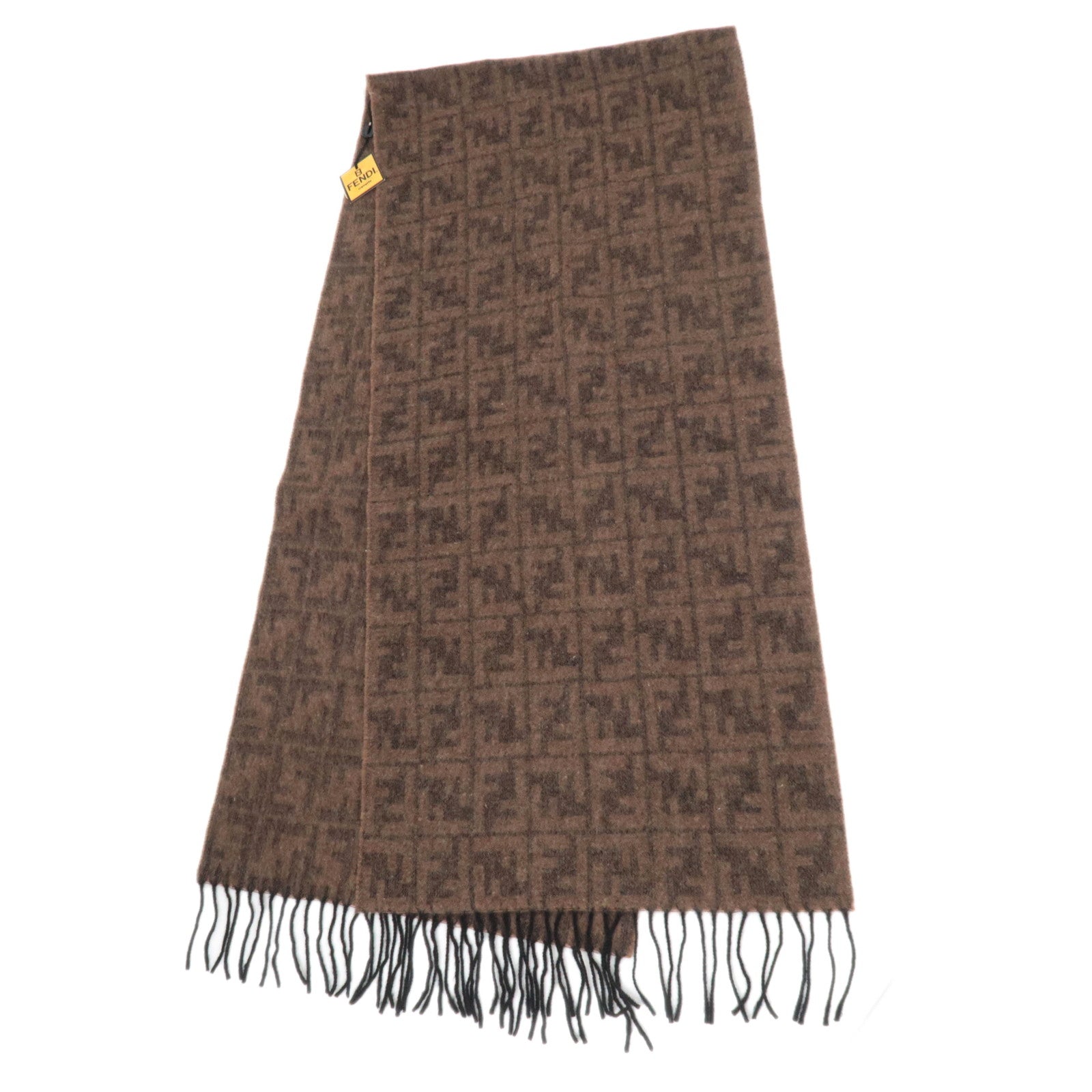 FENDI Zucca 100% Wool Scarf Brown85456