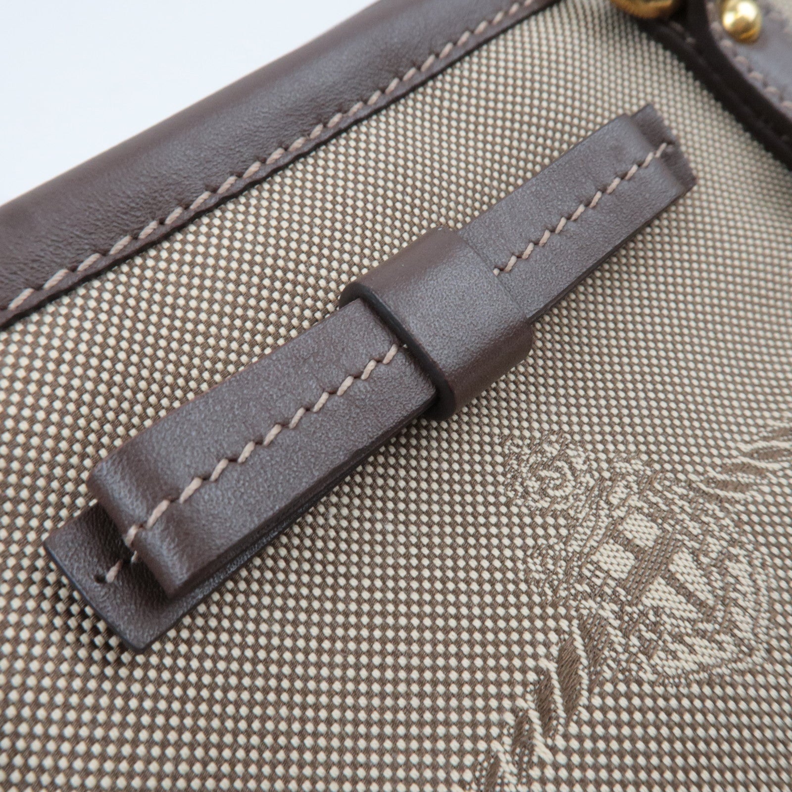 PRADA Logo Jacquard Leather 2Way Shoulder Bag Beige BN1841