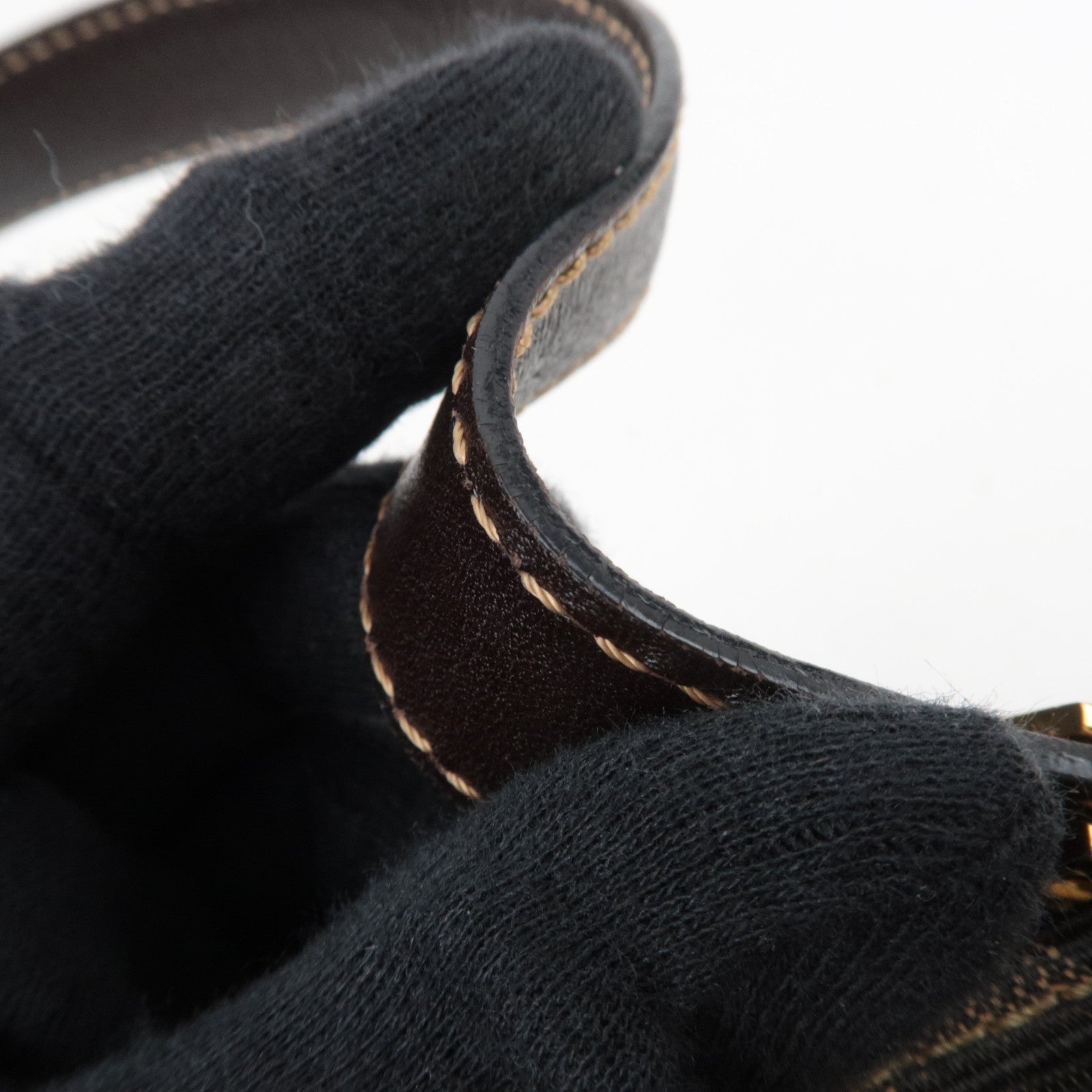 FENDI Zucca Canvas Leather Shoulder Bag Brown Black