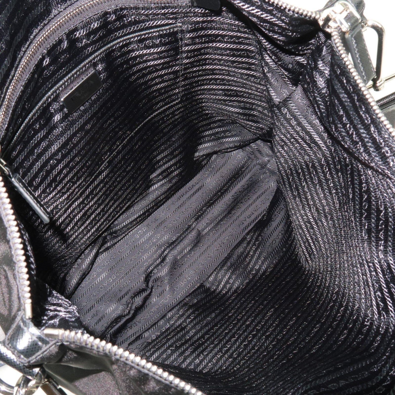 PRADA 2Way Handbag Nylon Leather Black 1BG696