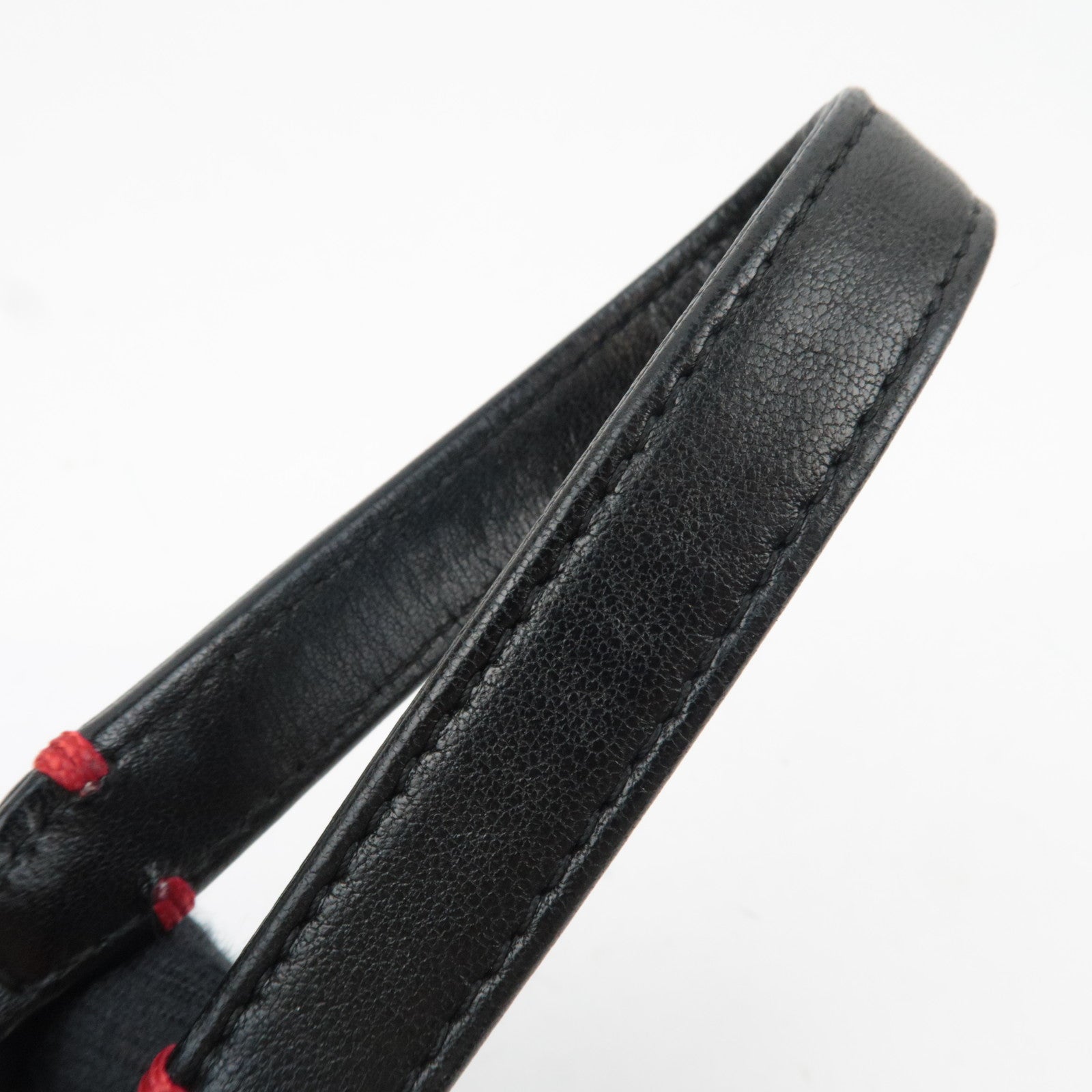 CHANEL Matelasse Red Stitch Chain Shoulder Bag Lambskin Black 23446567