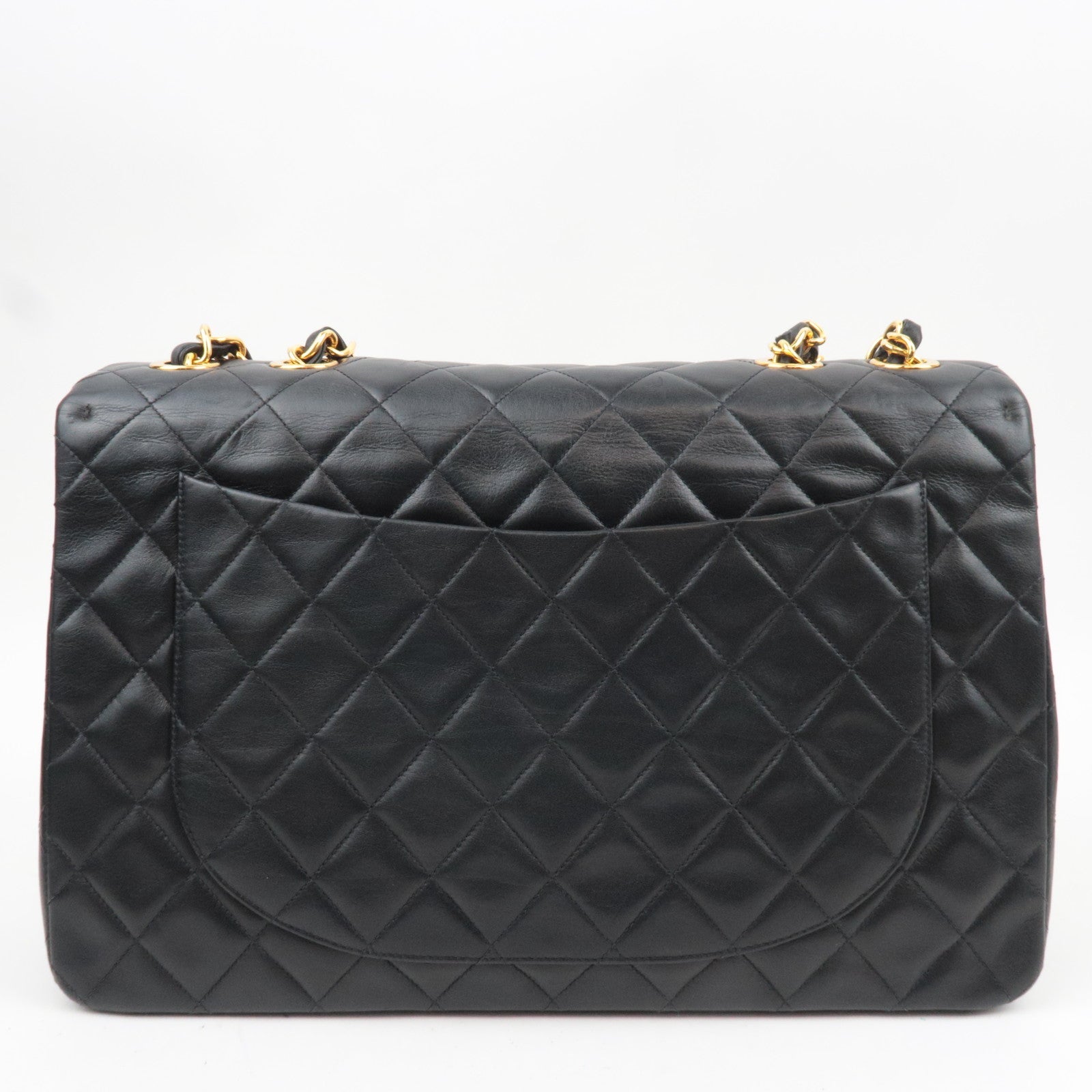 CHANEL Maxi Matelasse 34 Chain Shoulder Bag Lambskin Black 0368297