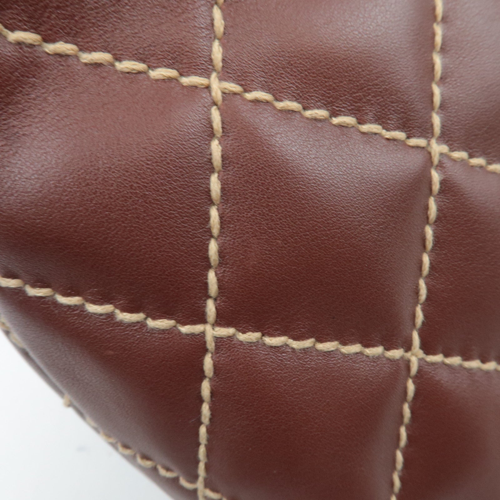 CHANEL Wild Stitch Chain Leather Shoulder Bag Brown