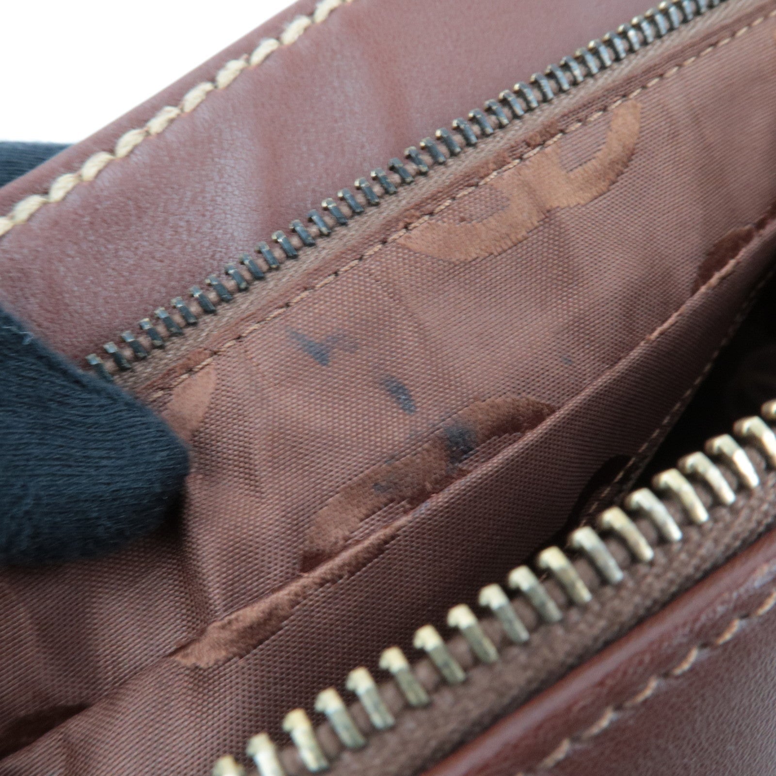 CHANEL Wild Stitch Chain Leather Shoulder Bag Brown