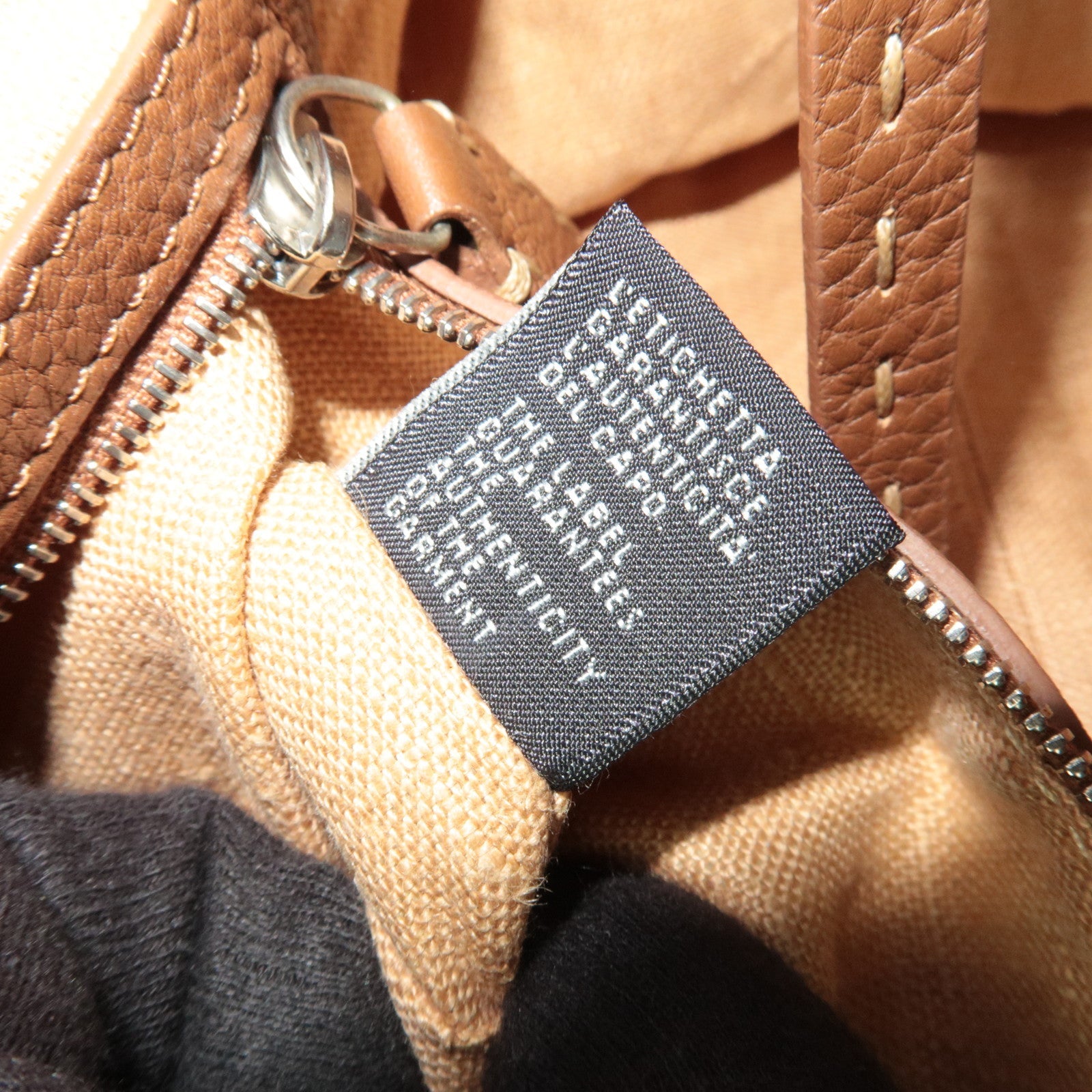 FENDI Selleria Zucca Linda Canvas Leather Handbag Blue 8BR547