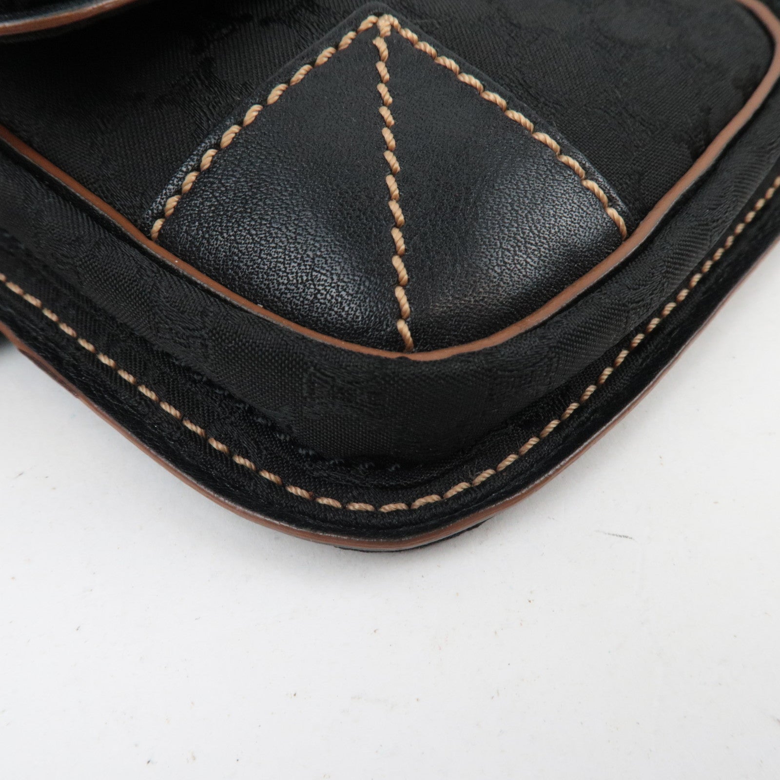 CELINE Macadam Canvas Leather Waist Bag Black