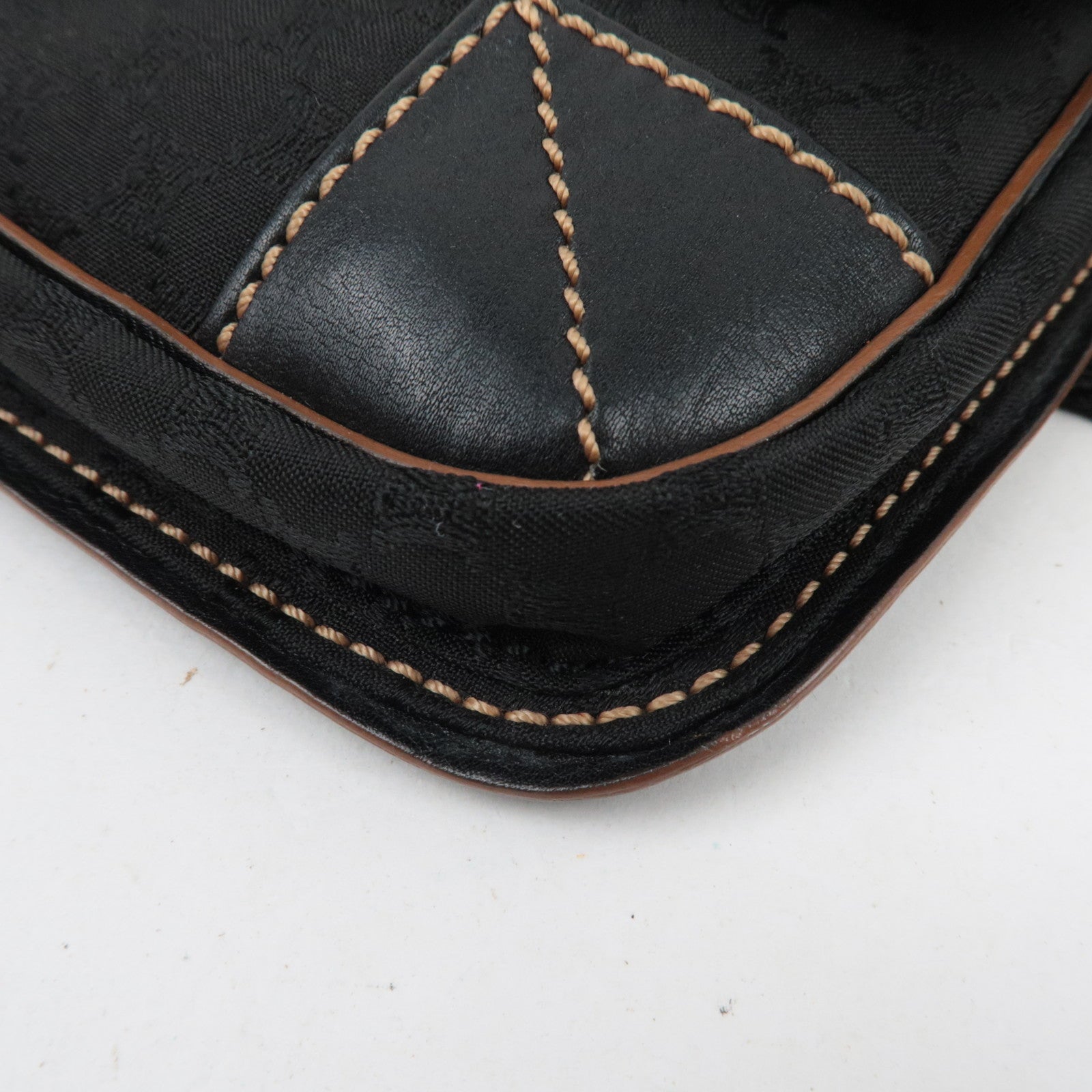 CELINE Macadam Canvas Leather Waist Bag Black