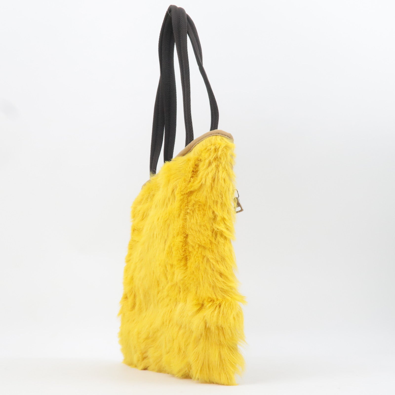 PRADA Prada Sports Handbag Nylon Fur Beige Yellow