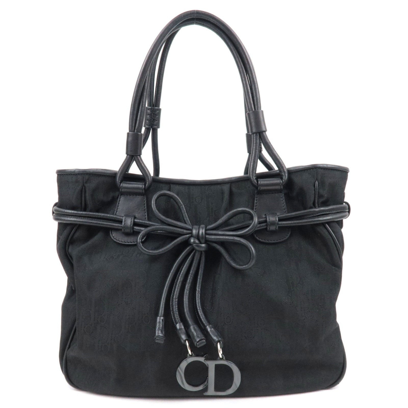 Christian Dior Diorissimo Trotter Ribbon Handbag Black85577