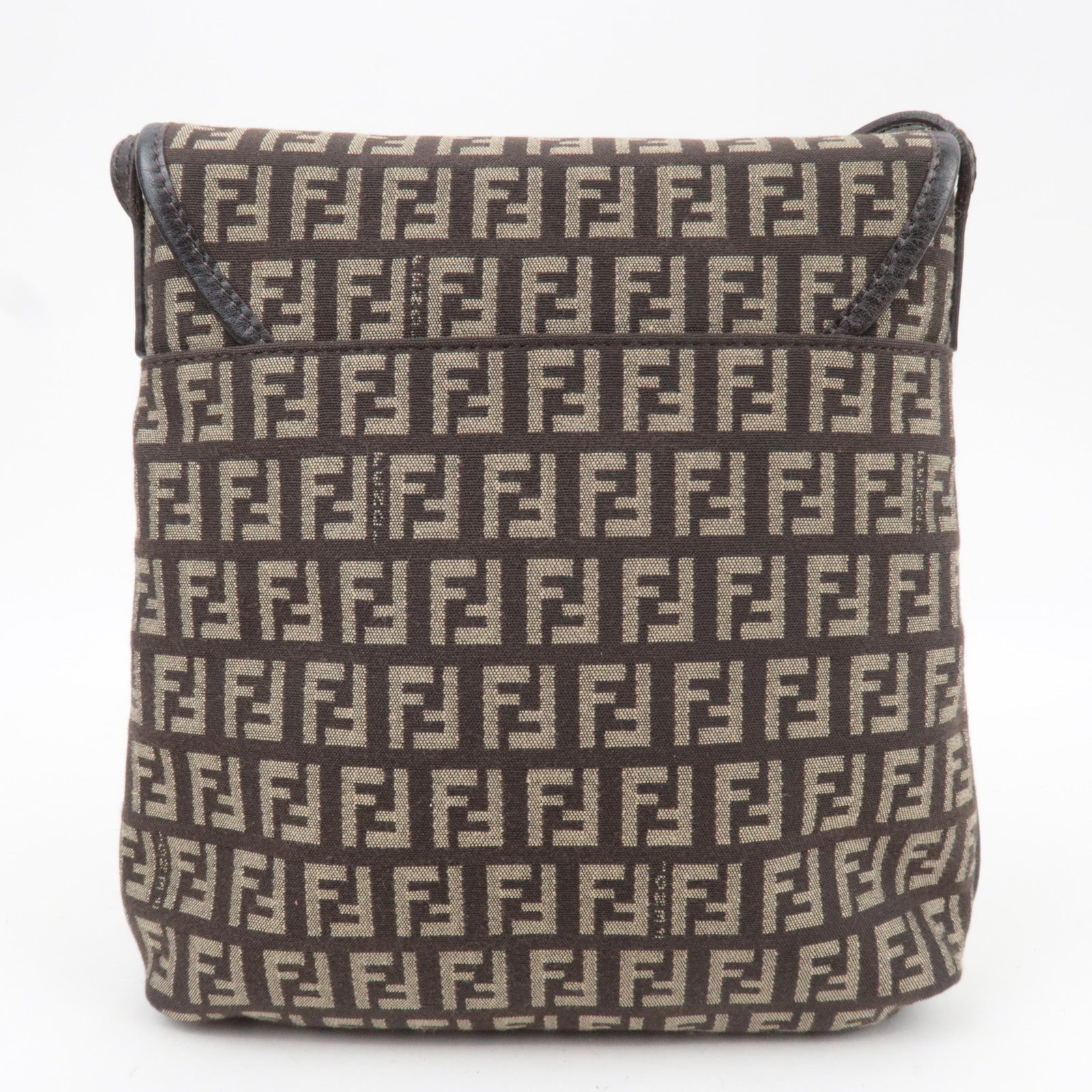 FENDI Zucchino Shoulder Bag Beige Brown 8BT052