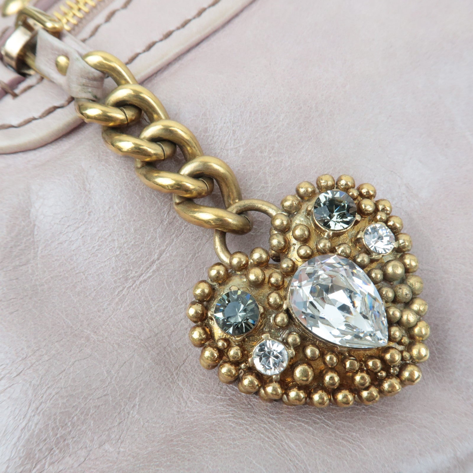 MIU MIU Studs 2Way Pink Shoulder Bag with Heart Charm