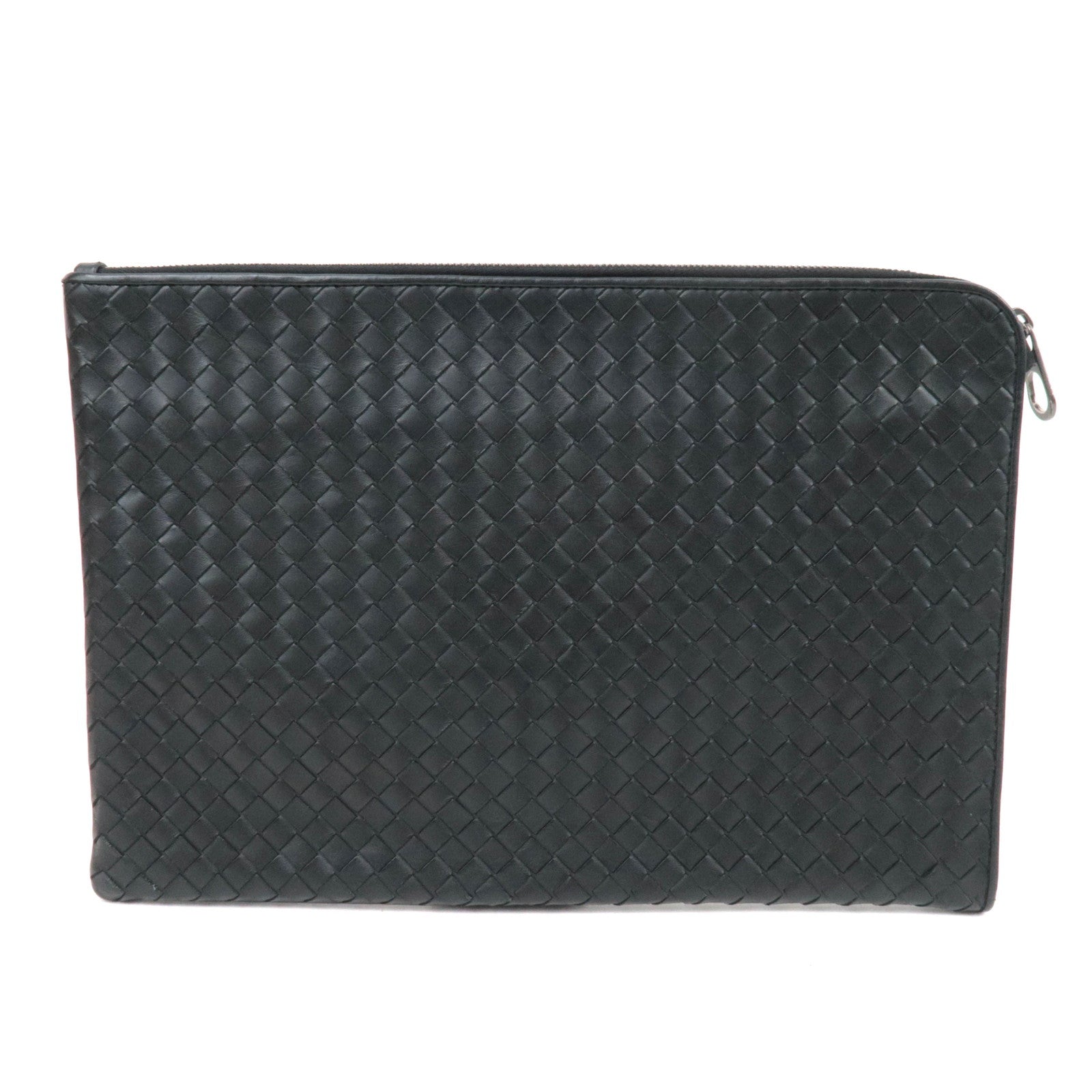 BOTTEGA VENETA Intrecciato Leather Clutch Bag Black