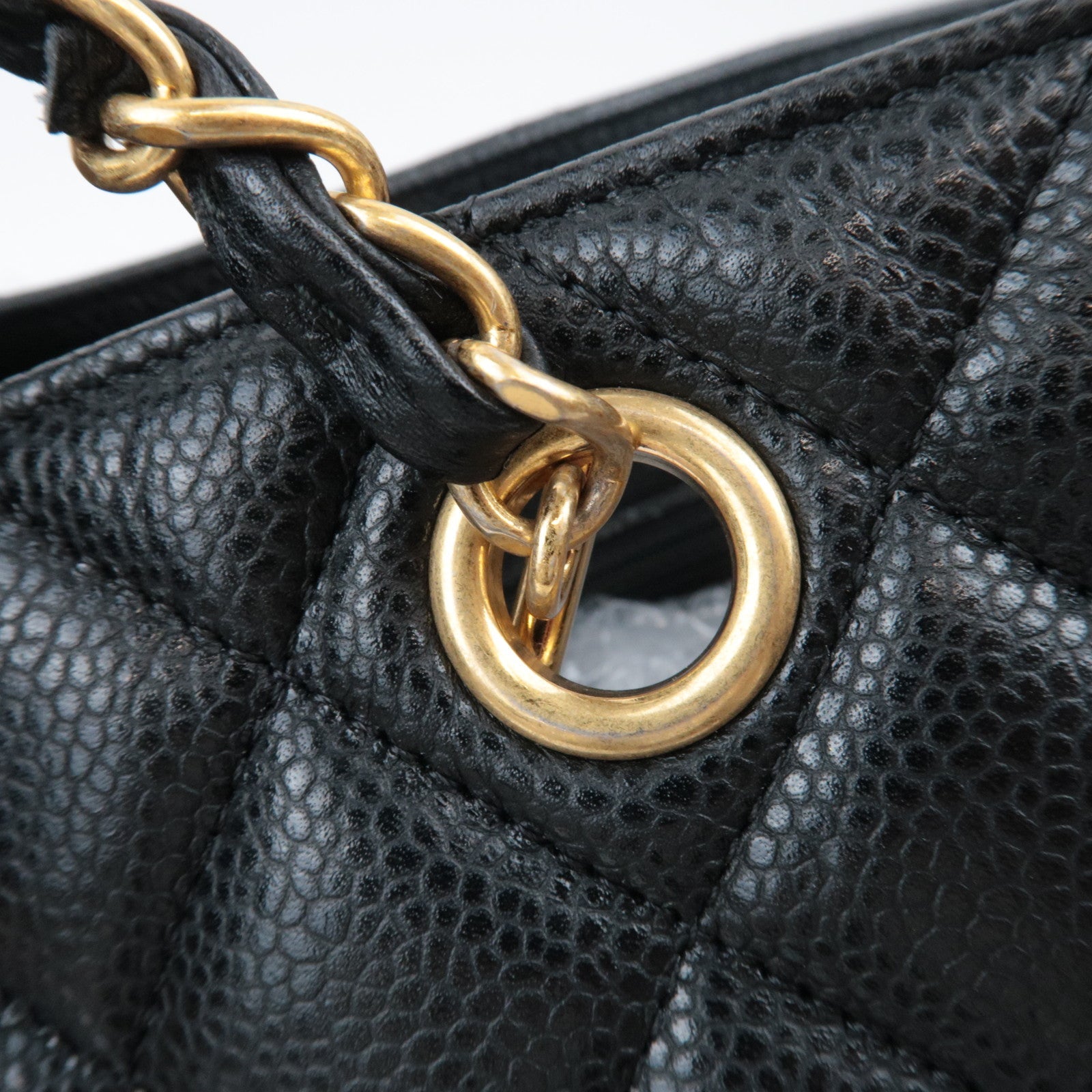 CHANEL Matelasse Shopping Chain Tote Bag Caviarskin BlackA91046