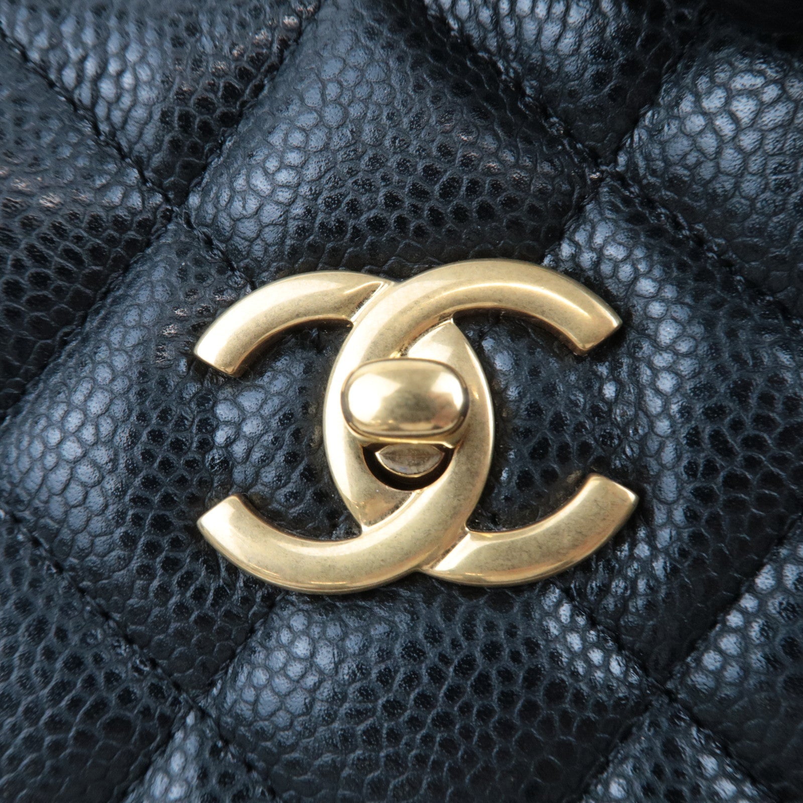 CHANEL Matelasse Shopping Chain Tote Bag Caviarskin BlackA91046