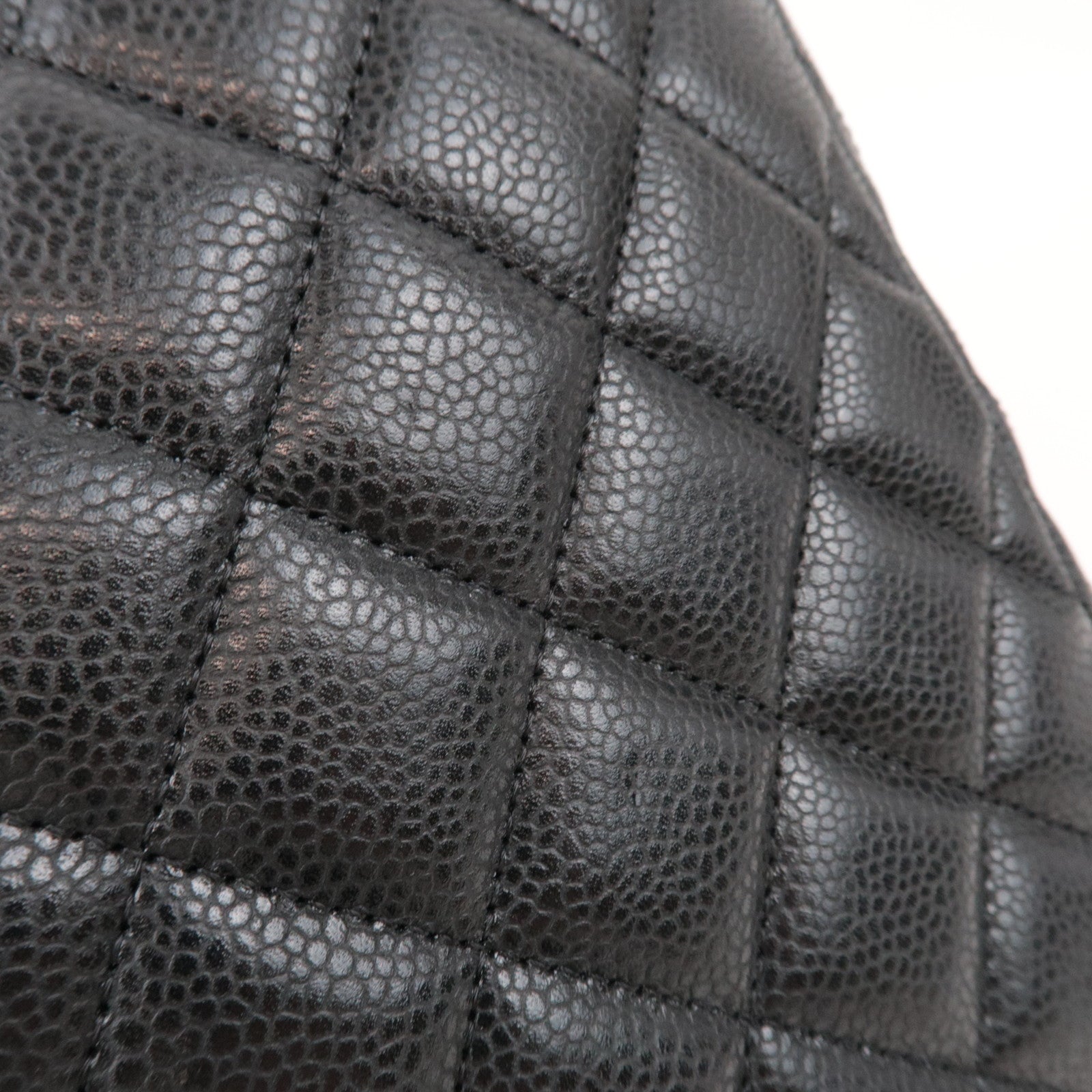 CHANEL Matelasse Shopping Chain Tote Bag Caviarskin BlackA91046