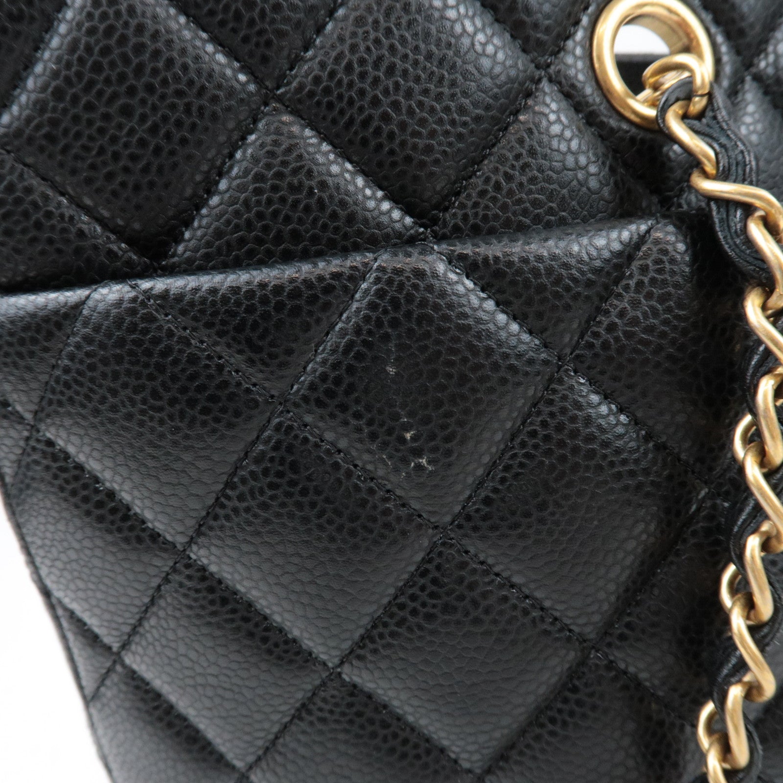 CHANEL Matelasse Shopping Chain Tote Bag Caviarskin BlackA91046