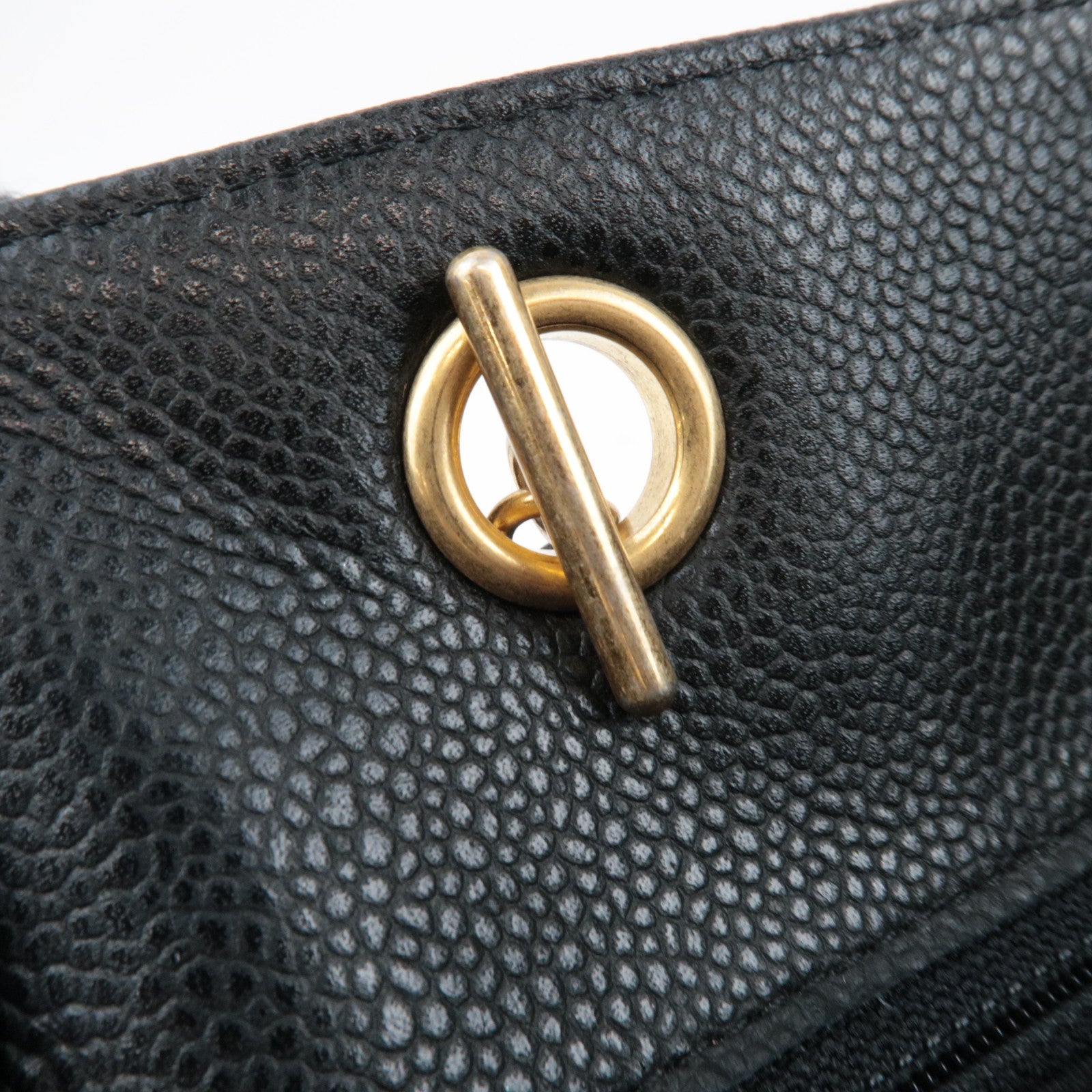 CHANEL Matelasse Shopping Chain Tote Bag Caviarskin BlackA91046